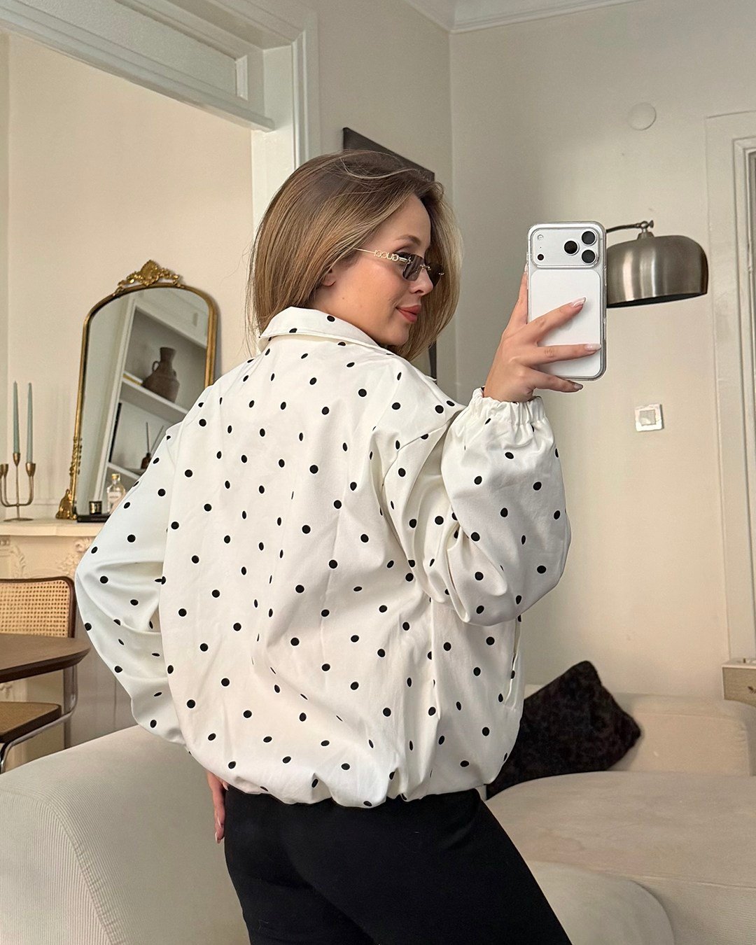 Mini Puantiyeli Bomber Ceket