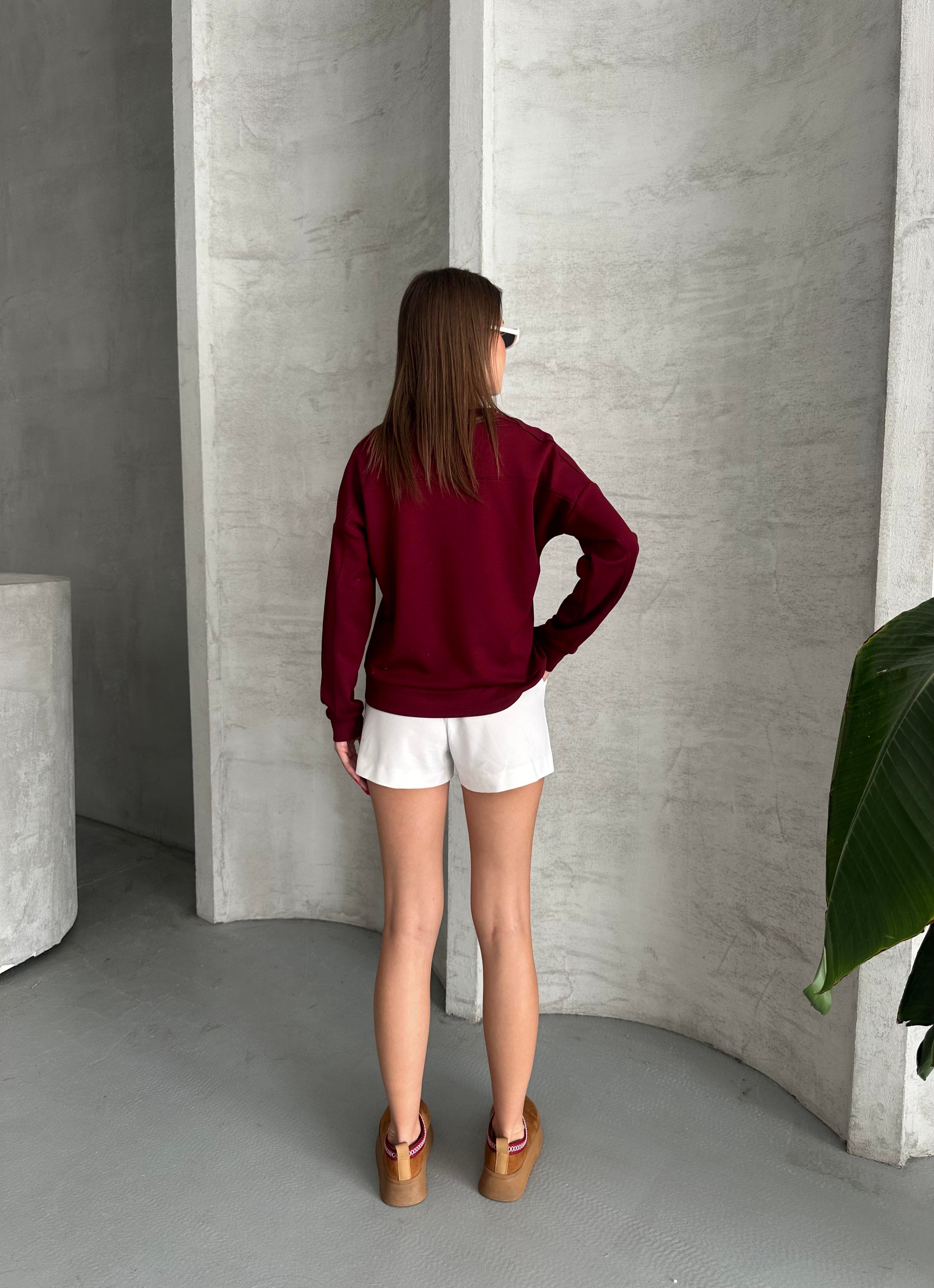 Modal Kumaş Unisex Bordo Sweatshirt