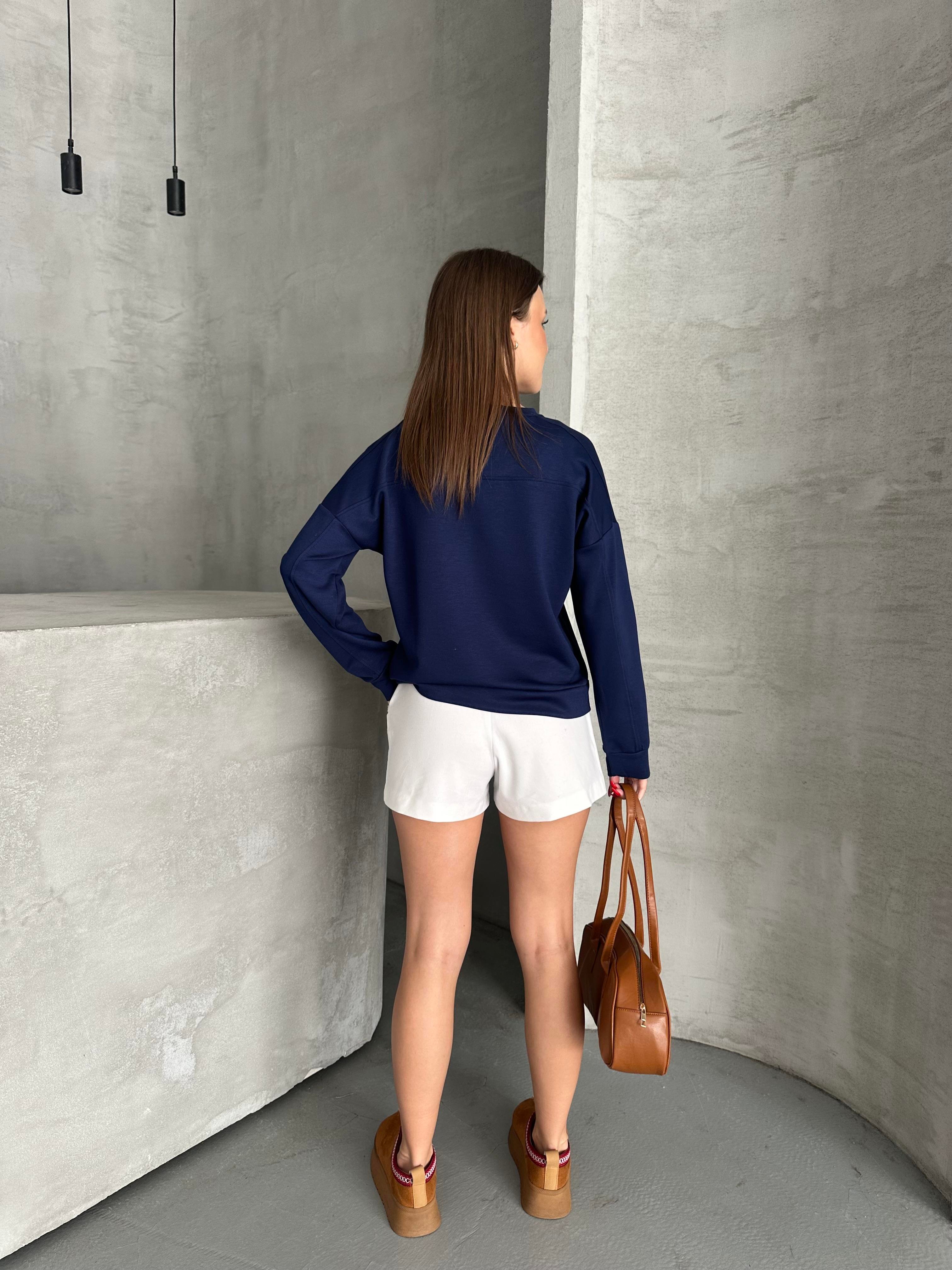 Modal Kumaş Unisex Lacivert Sweatshirt