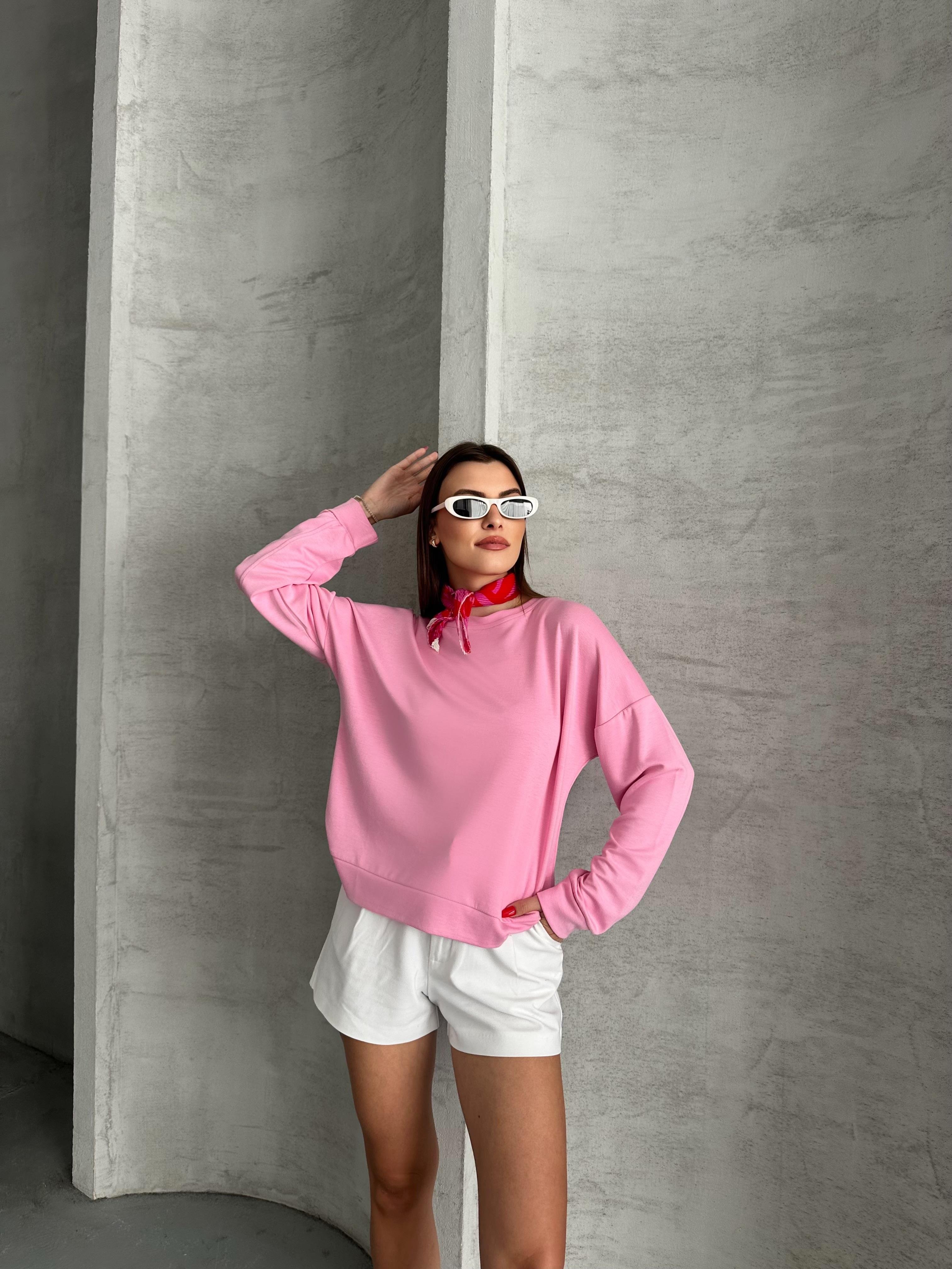 Modal Kumaş Unisex Pembe Sweatshirt