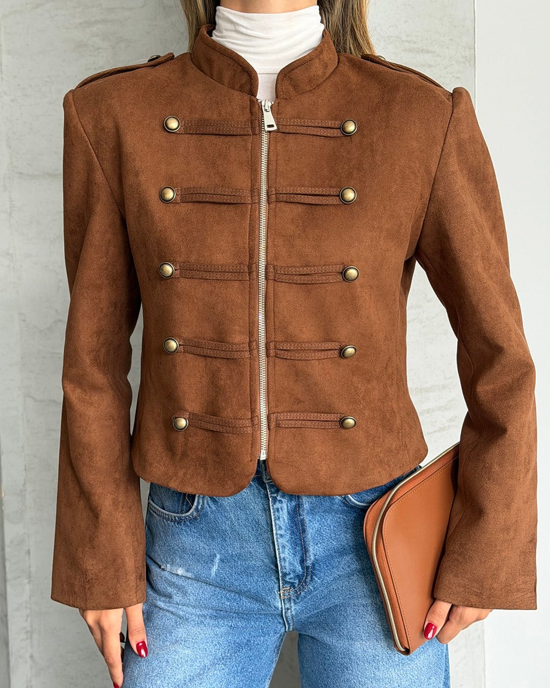 Napolyon Taba Süet Ceket