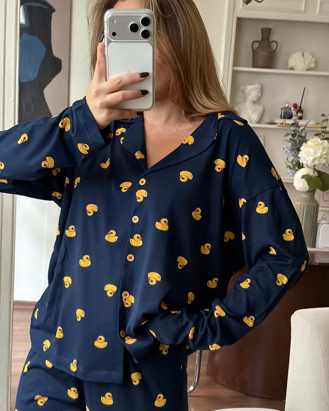 Neşeli Ördekler Lacivert Pijama Takımı