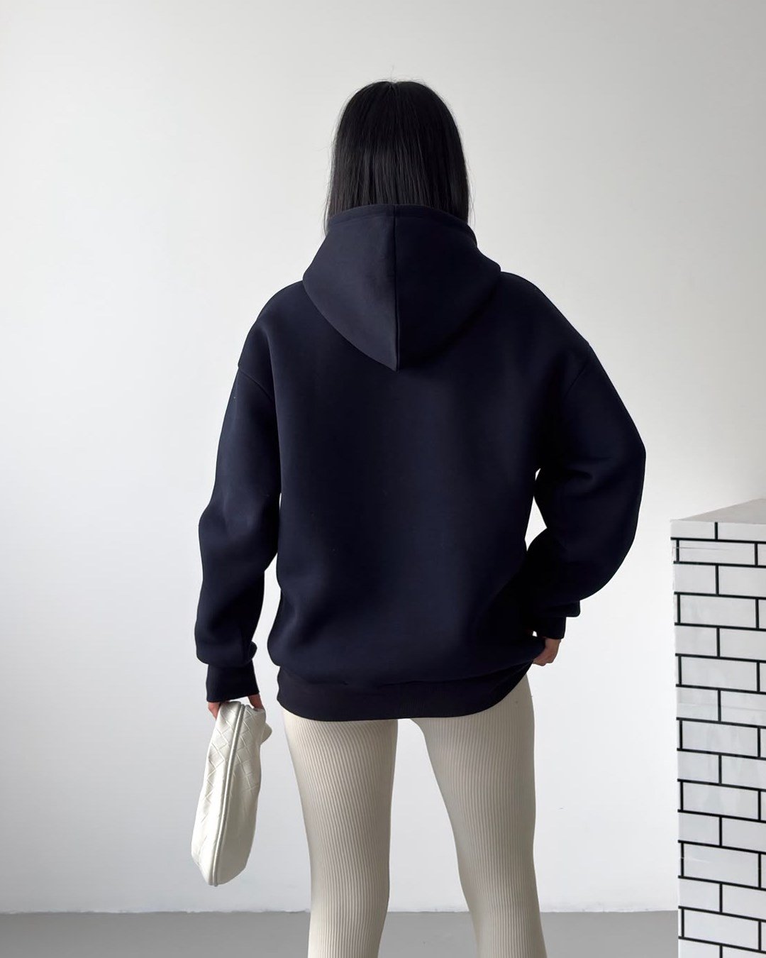 New York Oversize Kapüşonlu Lacivert Sweatshirt