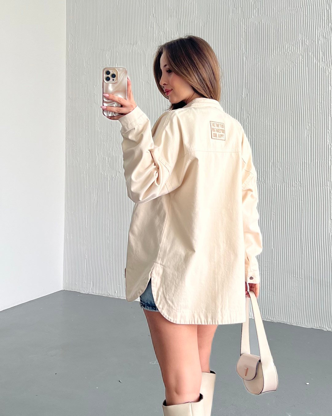 Oversize Denim Ekru Gömlek