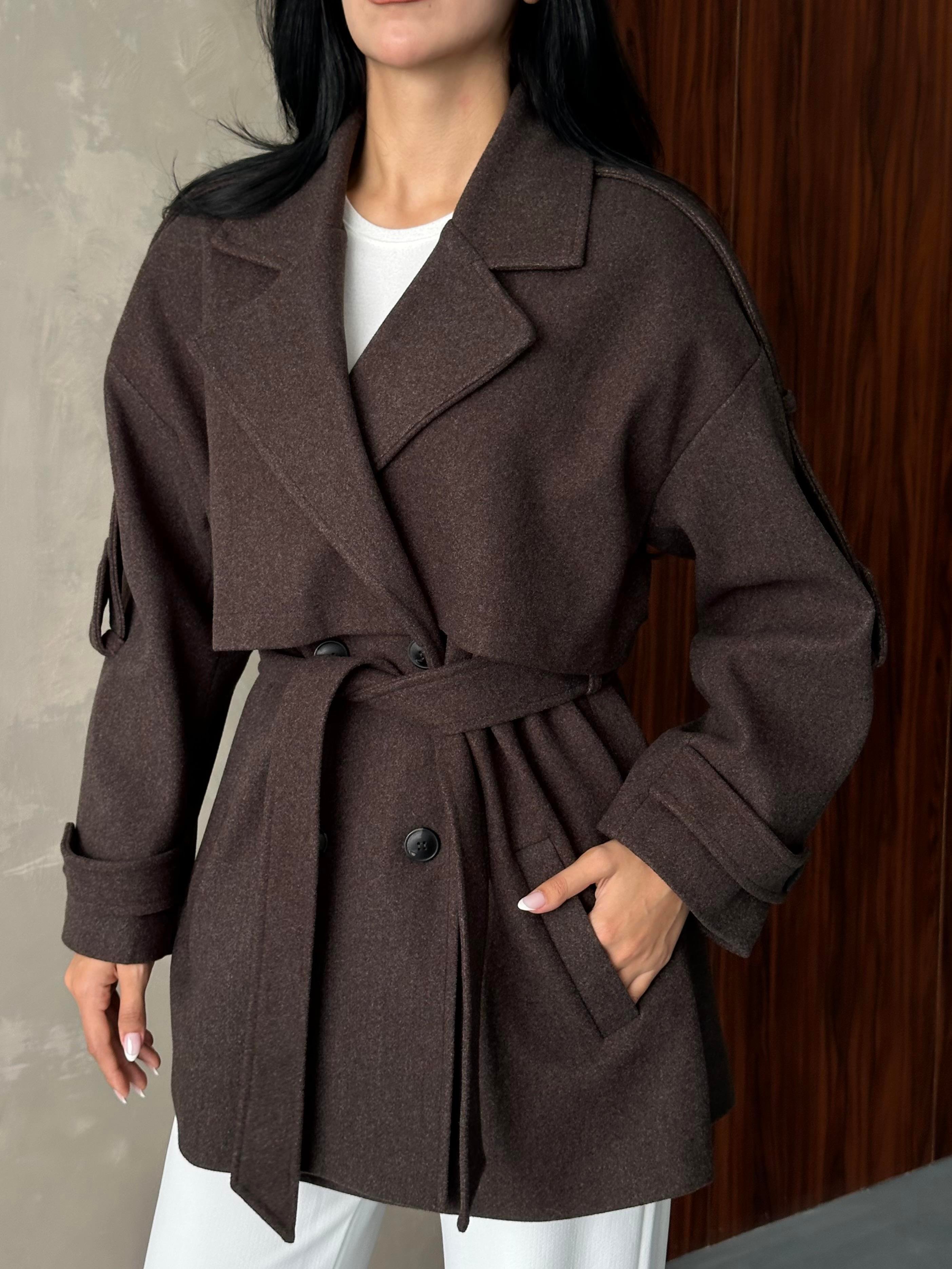 Oversize Kahverengi Kaşe Kaban