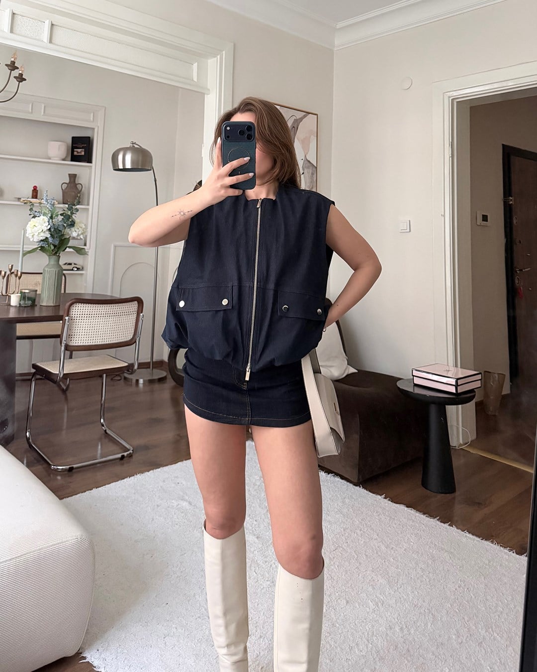 Oversize Lacivert Şişme Yelek
