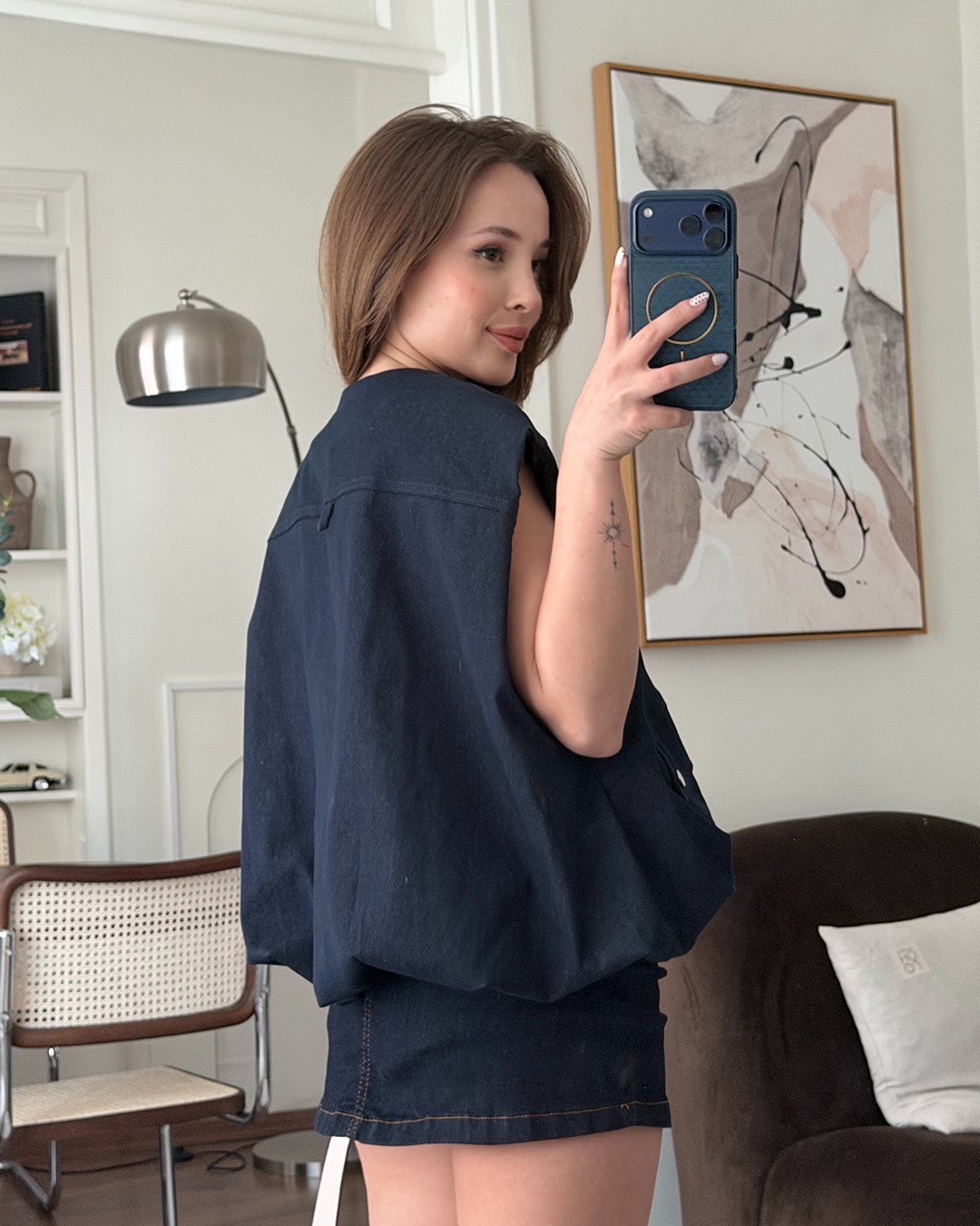 Oversize Lacivert Şişme Yelek