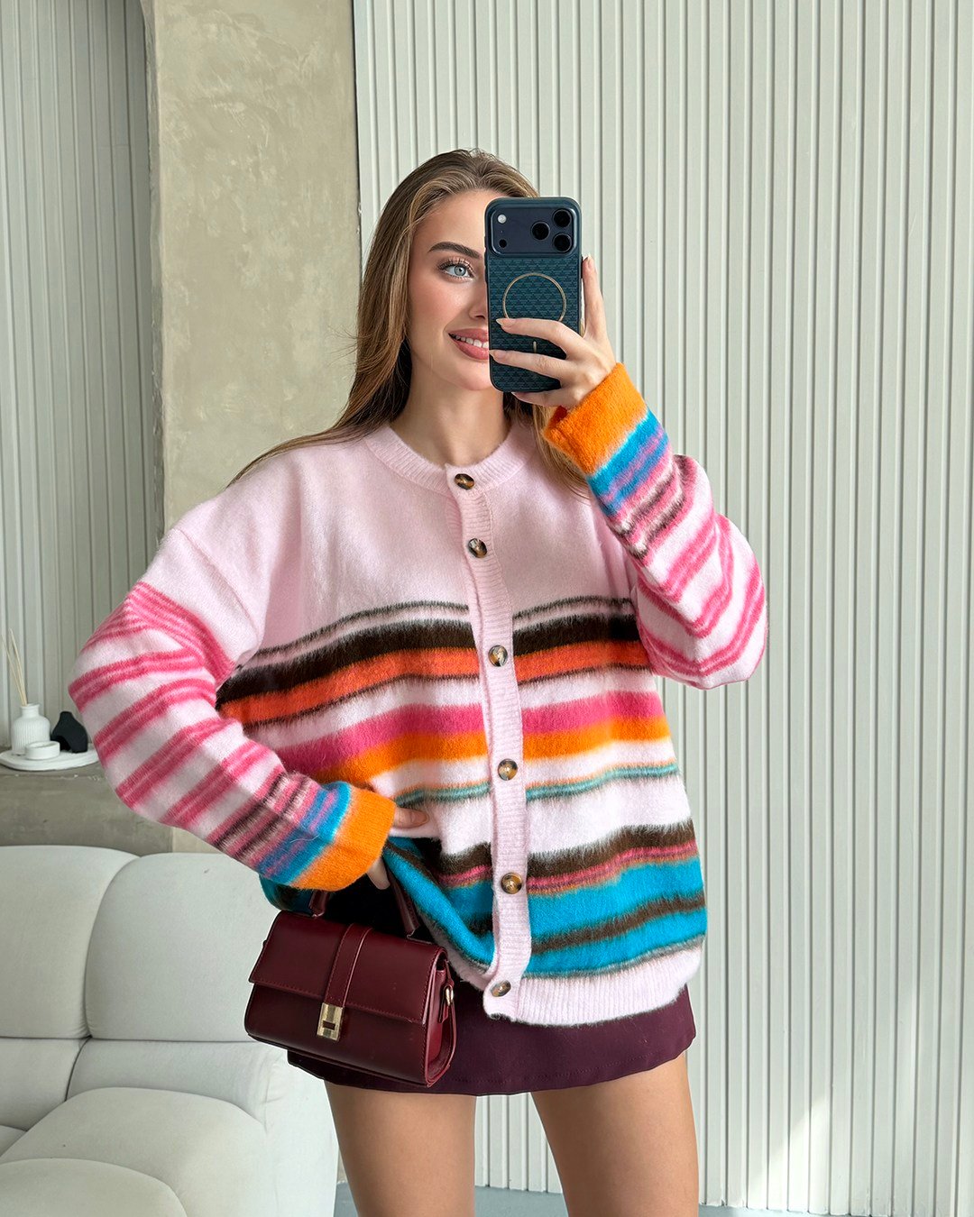 Paloma Renkli Çizgili Hırka