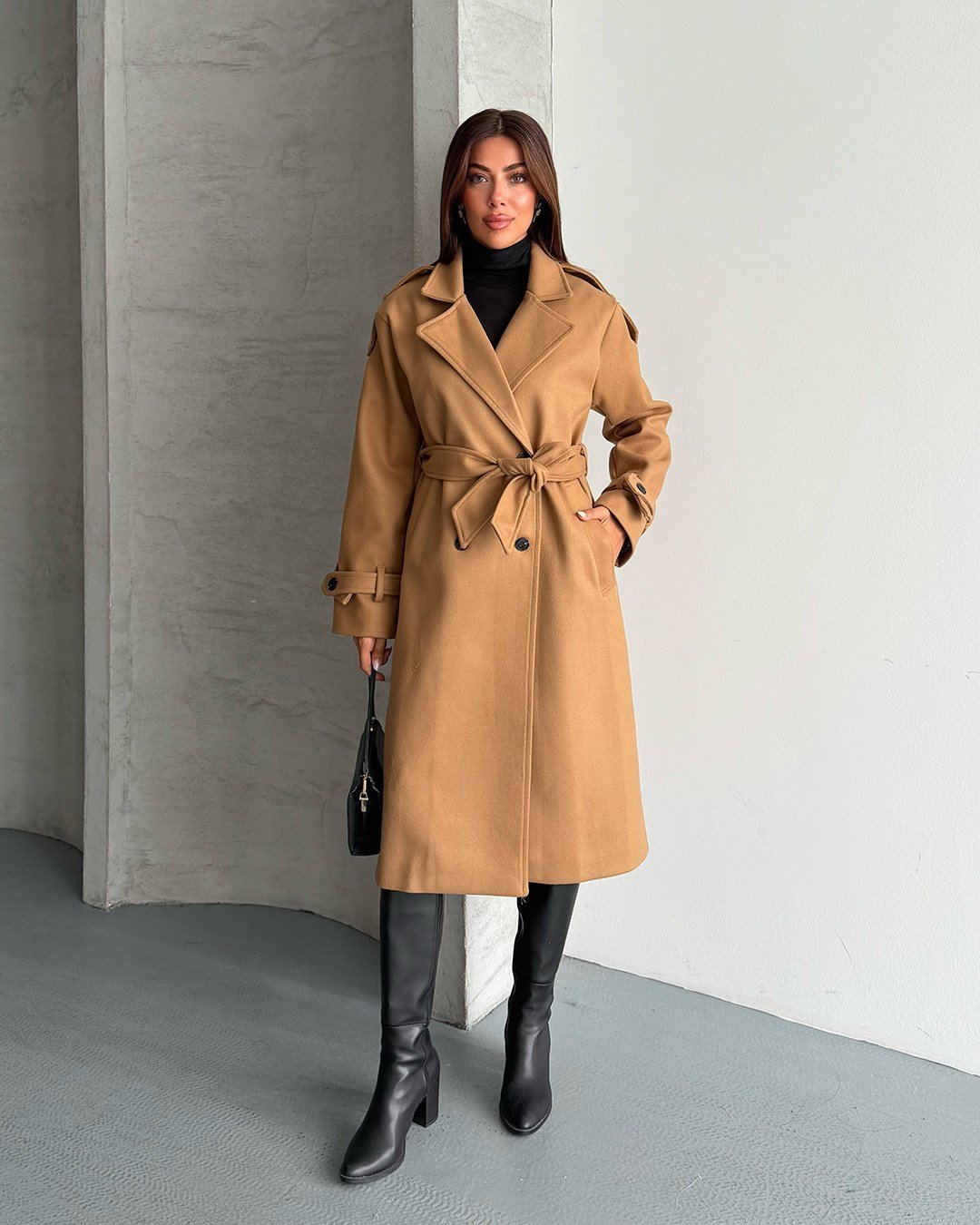 Premium Modern Camel Kaşe Kaban