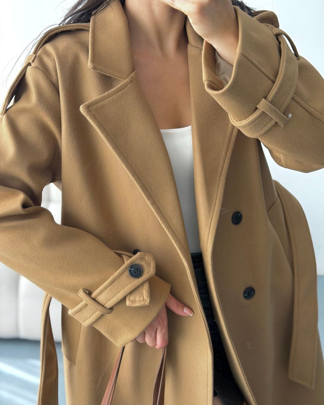 Premium Modern Camel Kaşe Kaban