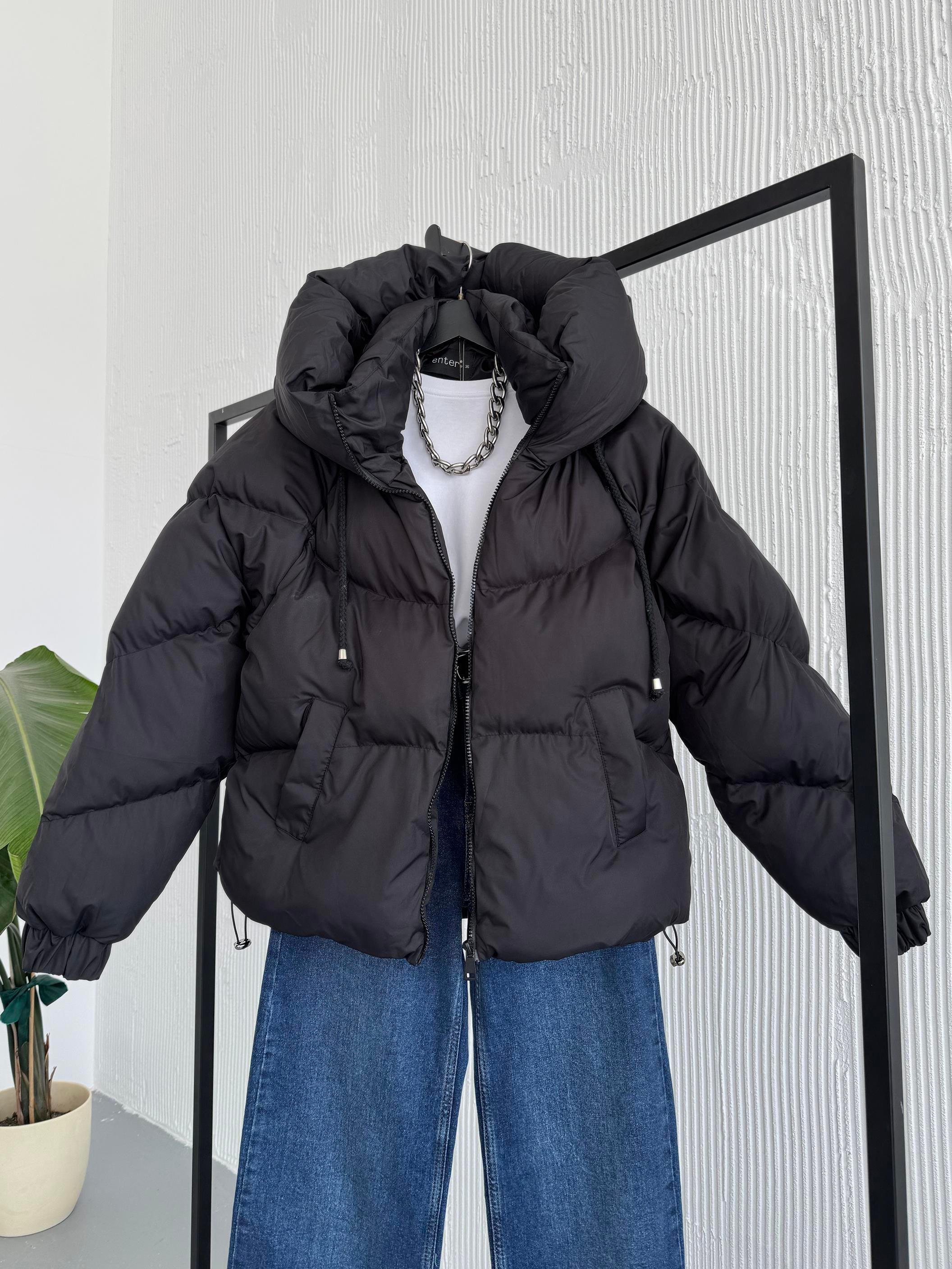 Puffer Siyah Şişme Mont