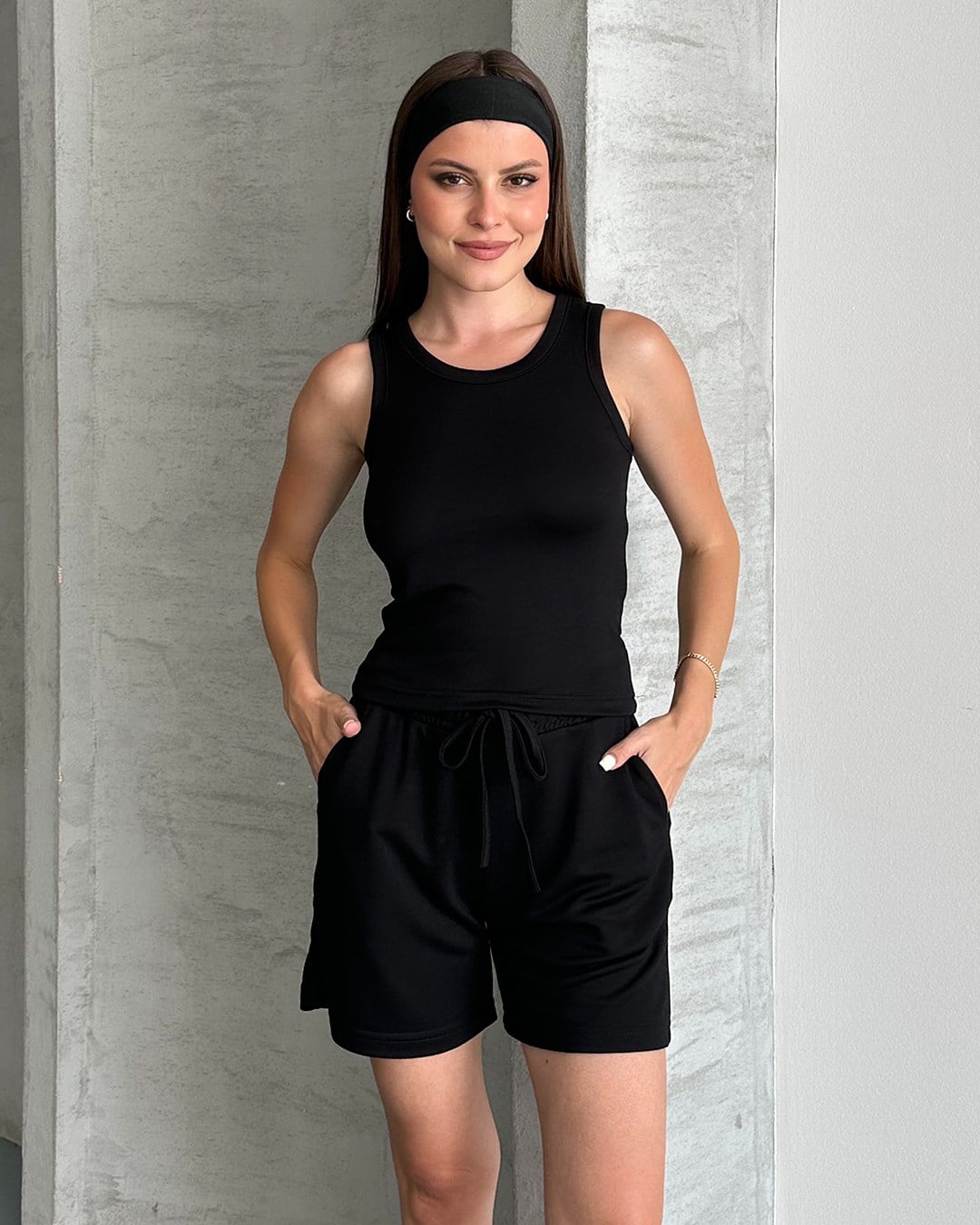 Siyah Basic Atlet Şort Takım