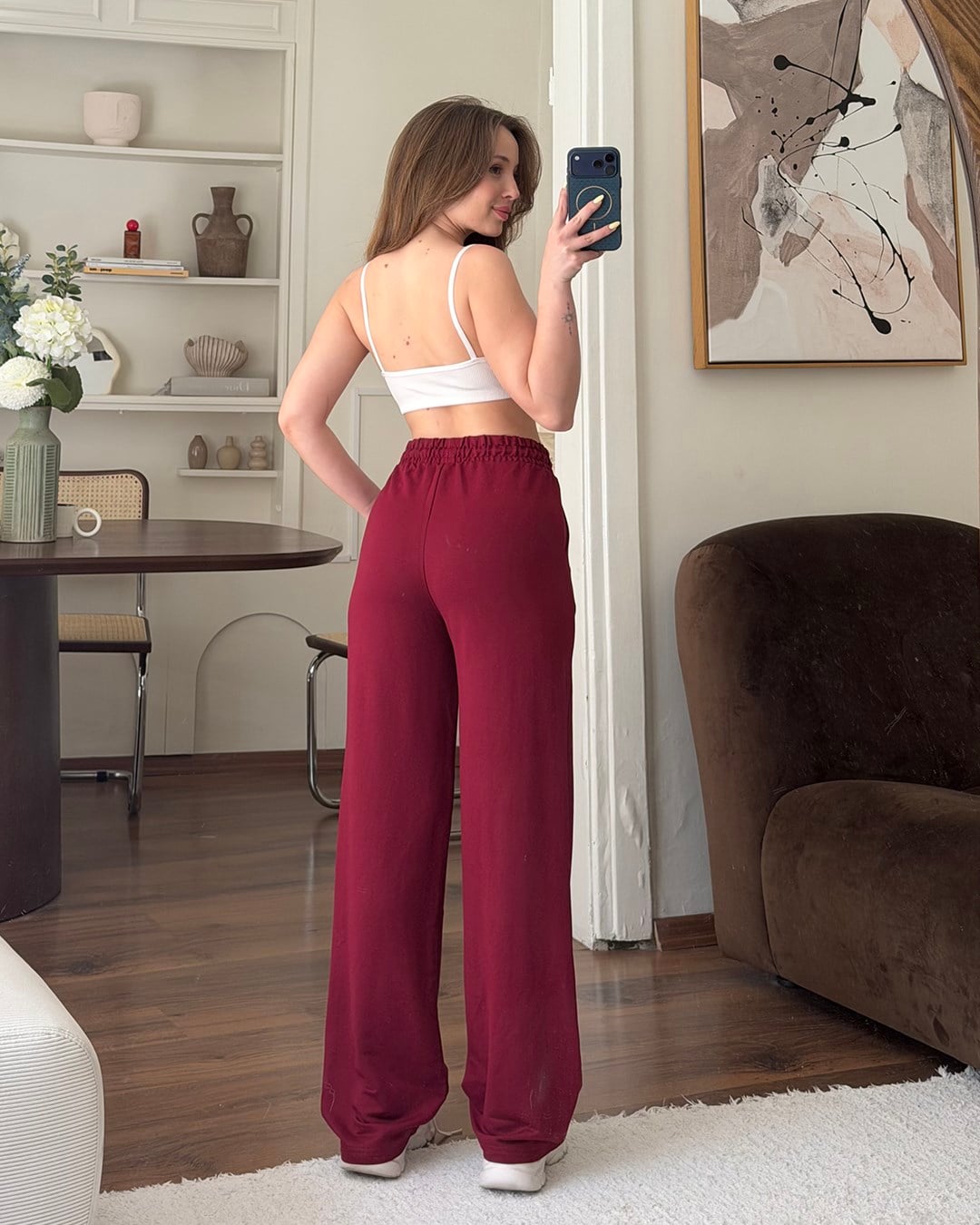 Soft Bordo Basic Alt Eşofman