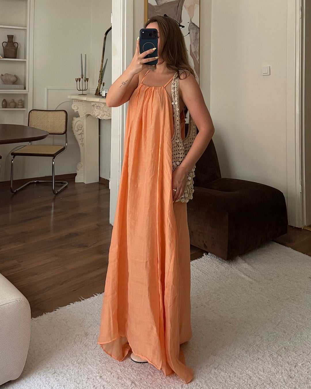 Somon Halter Yaka Maxi Elbise