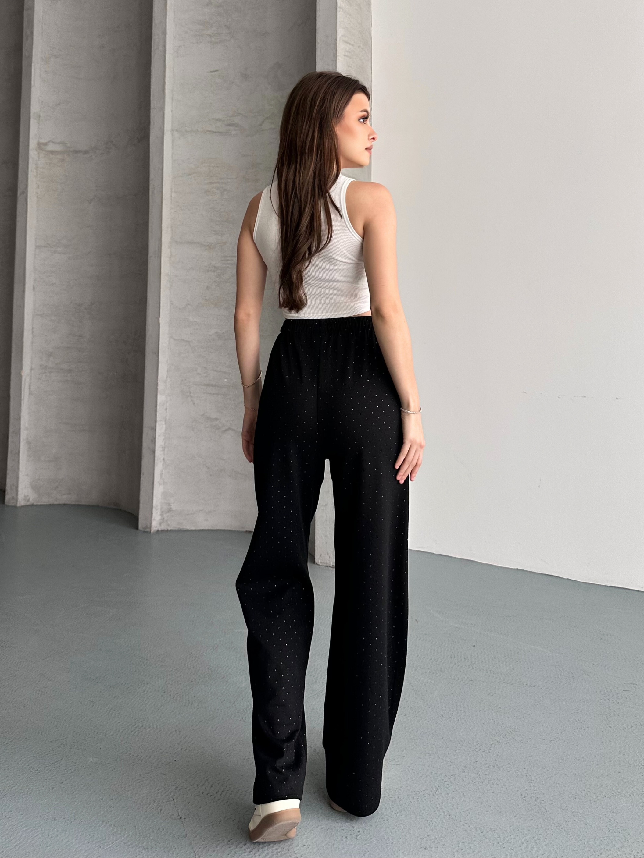 Taşlı Oversize Siyah Alt Eşofman