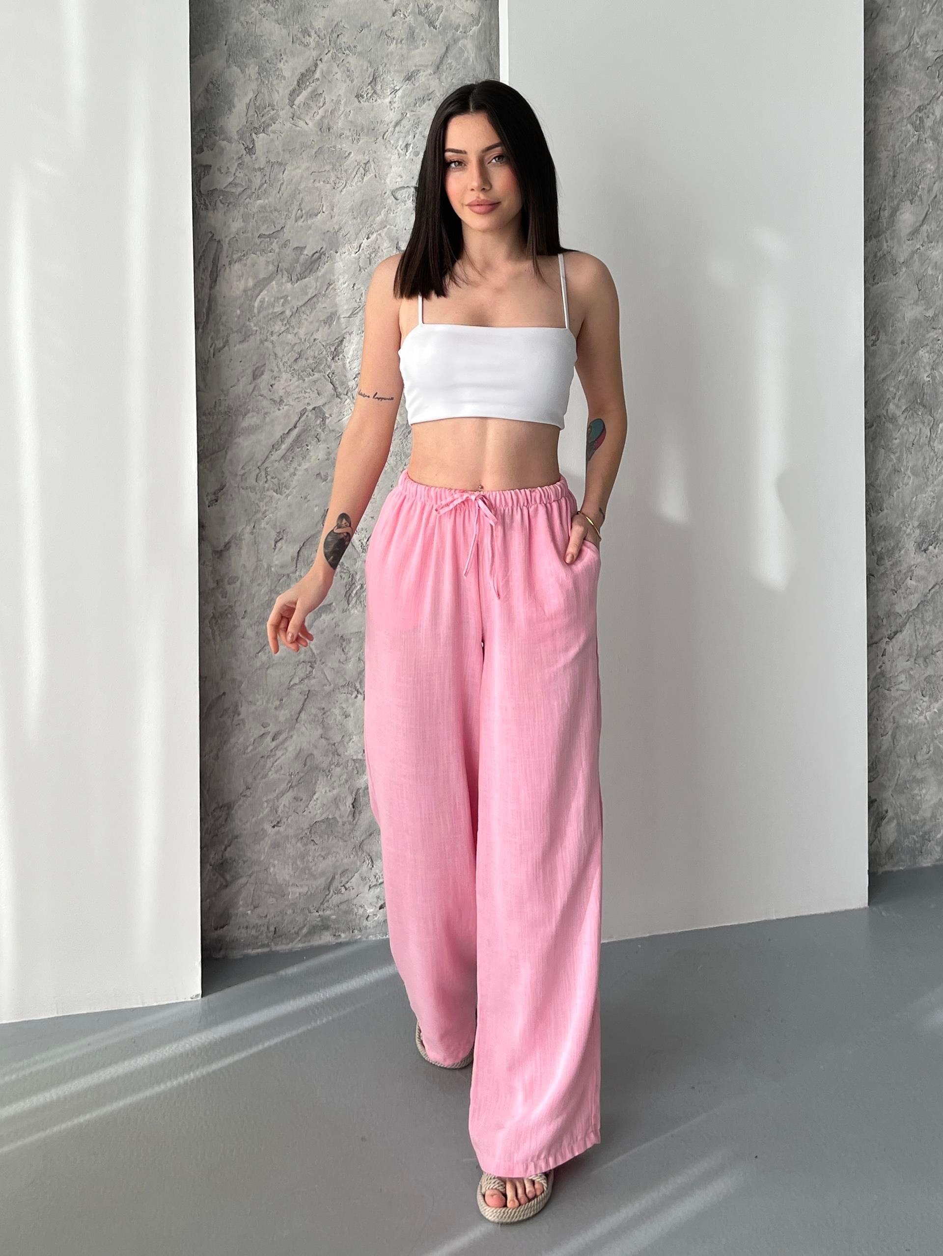 Tiril Pembe Salaş Pantolon