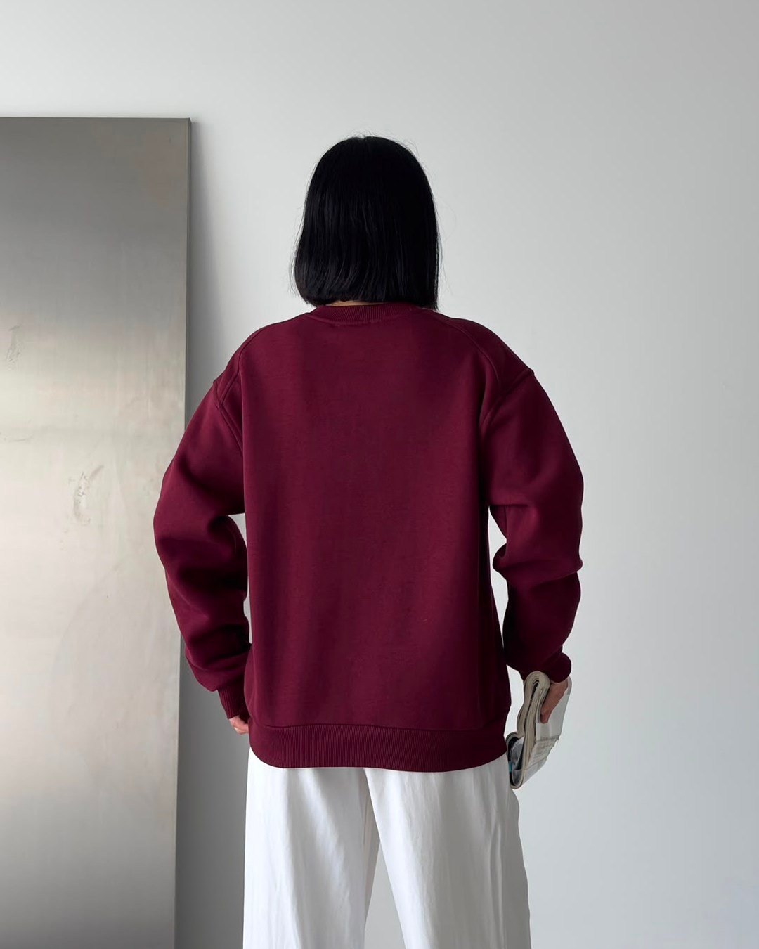 Unisex Düz Bordo Sweatshirt