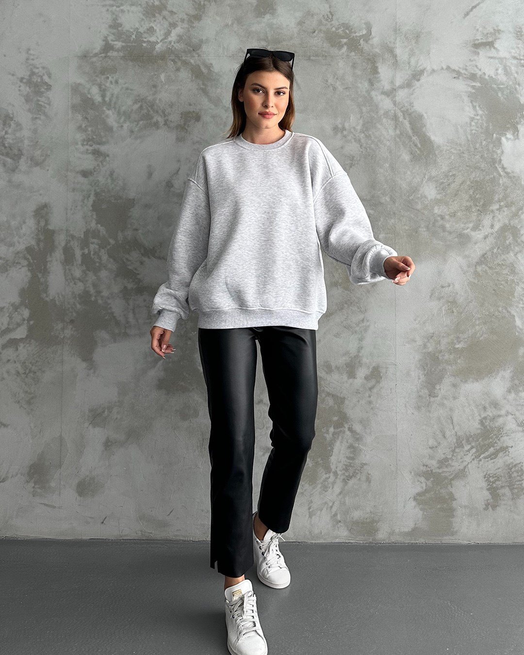 Unisex Düz Melanj Sweatshirt