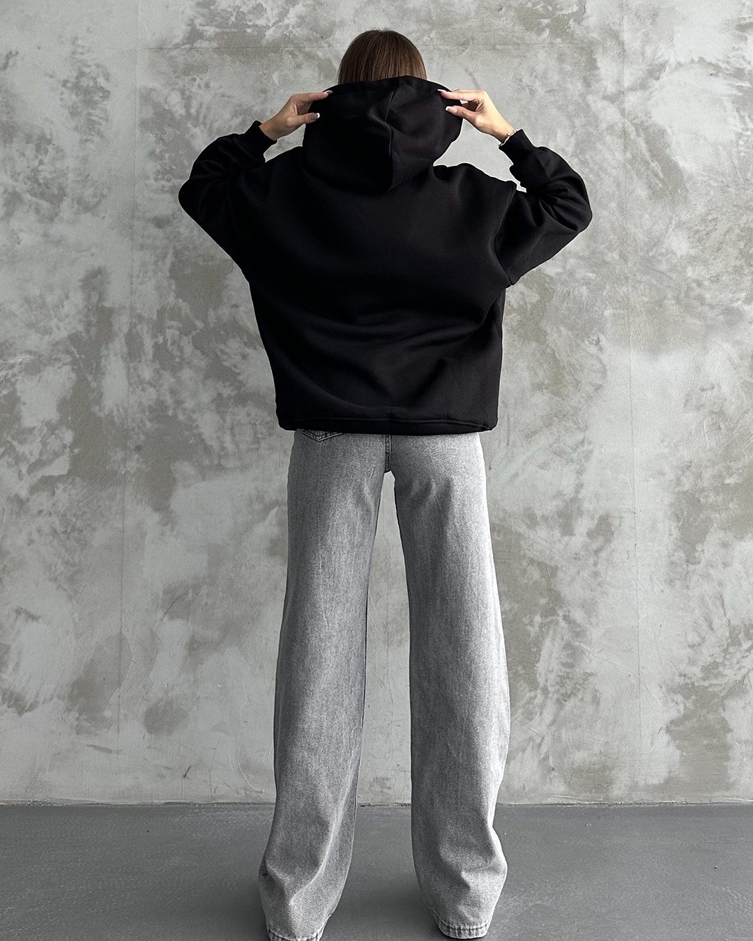 Unisex Kanguru Cepli Kapüşonlu Siyah Sweatshirt