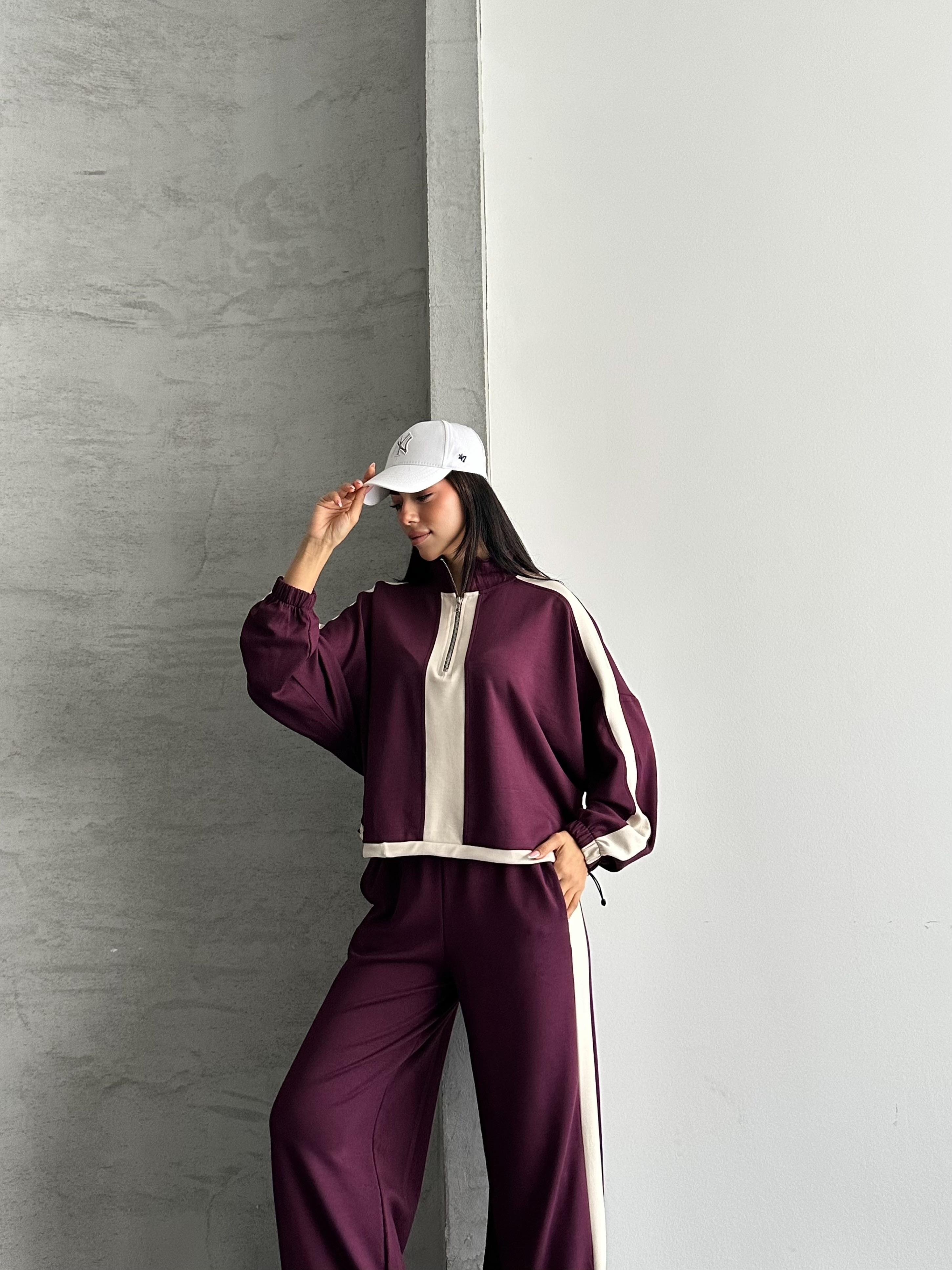 Urban Yarım Fermuarlı Bordo Eşofman Takımı