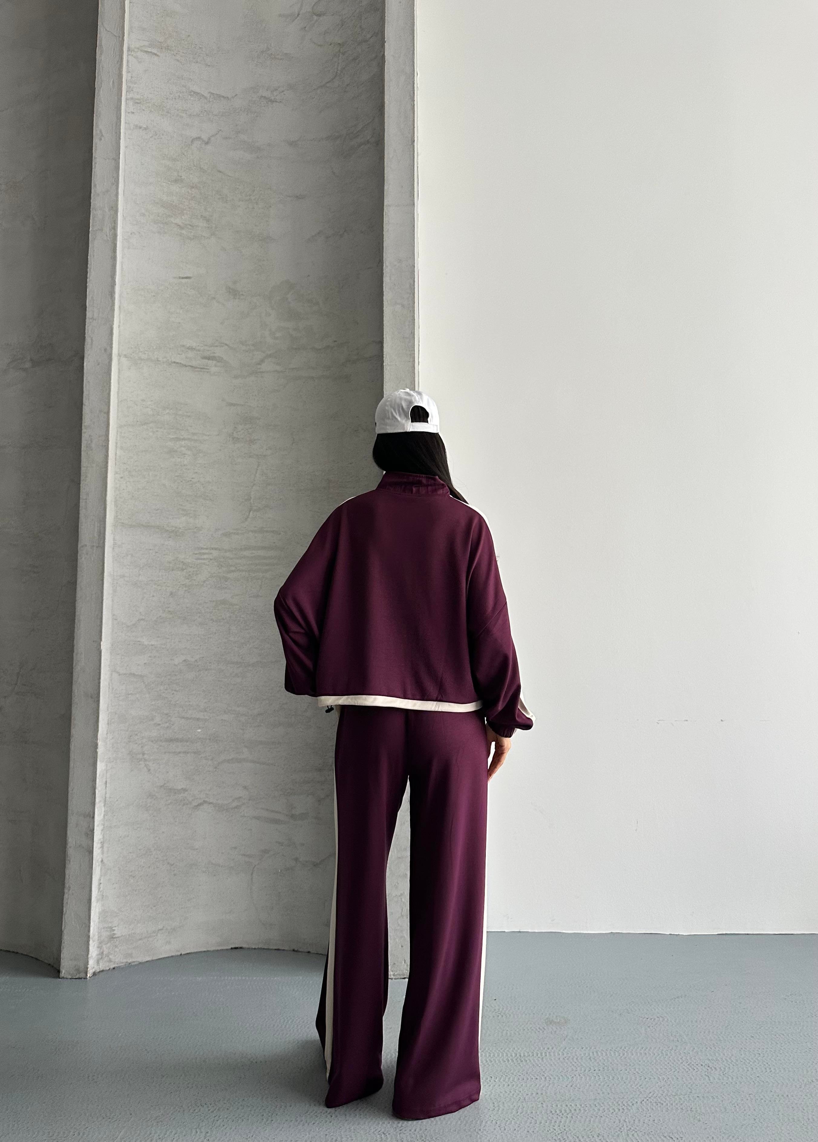 Urban Yarım Fermuarlı Bordo Eşofman Takımı