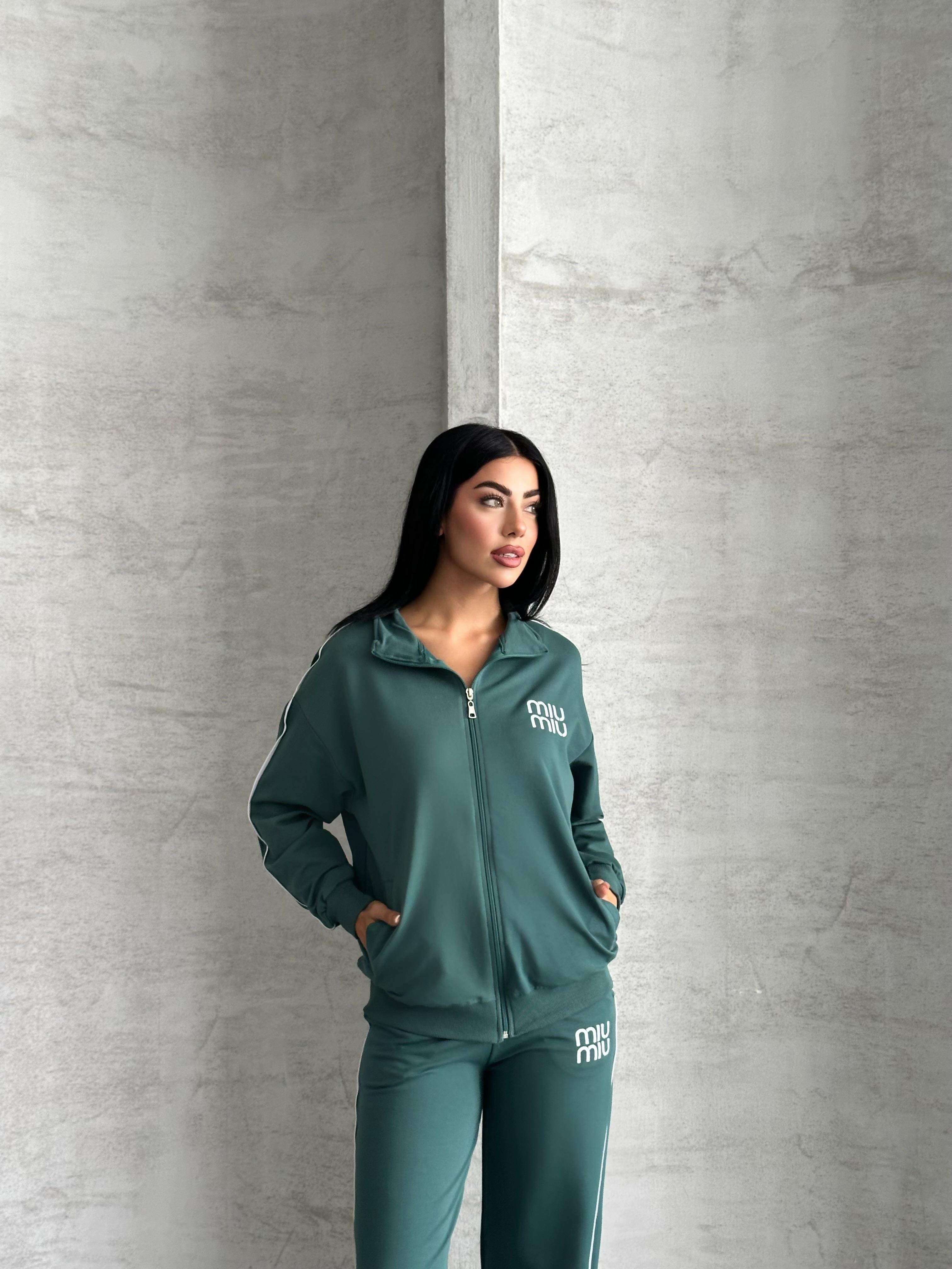 Yoga Fermuarlı Hoodie Yeşil Eşofman Takımı