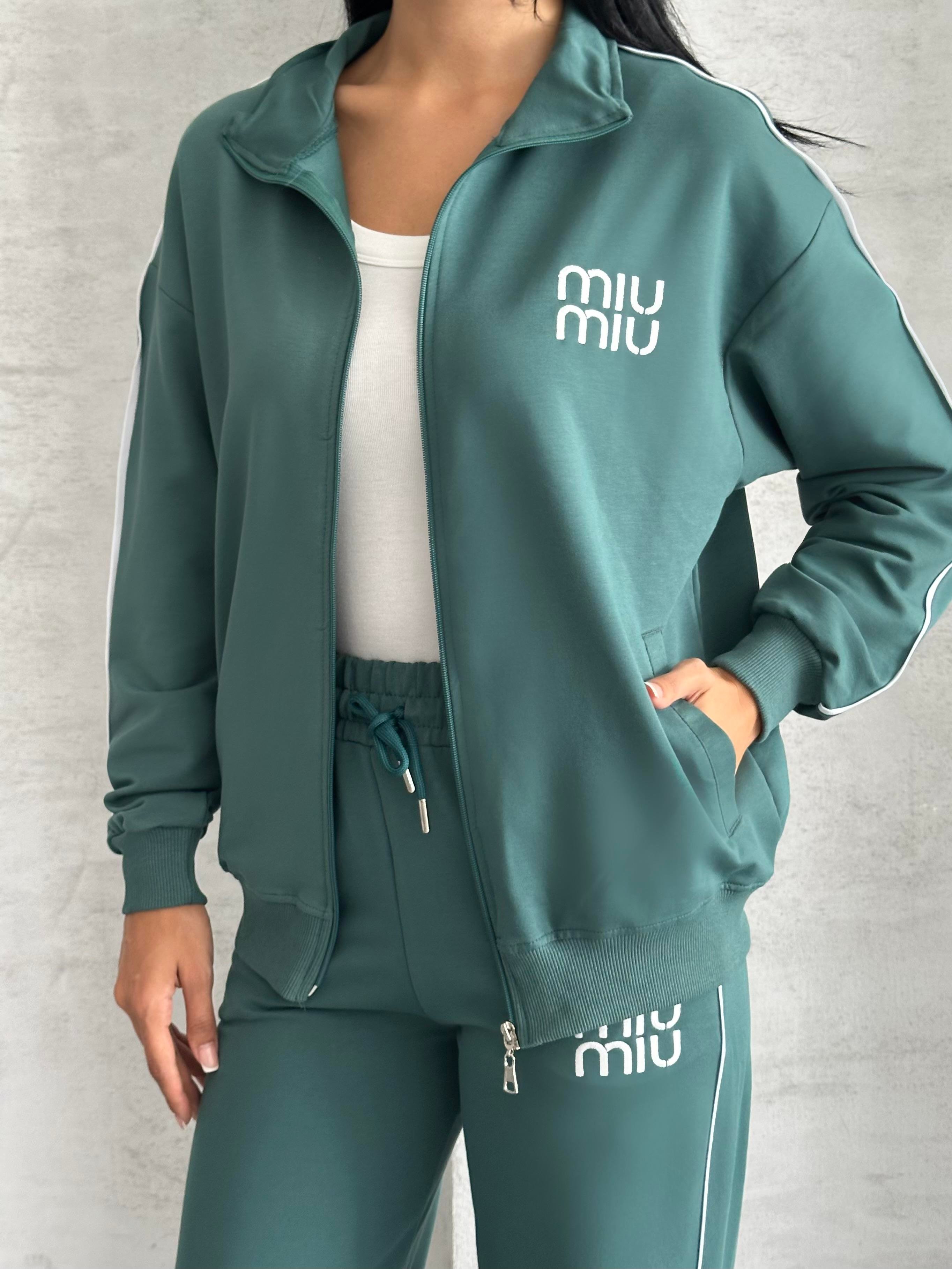 Yoga Fermuarlı Hoodie Yeşil Eşofman Takımı