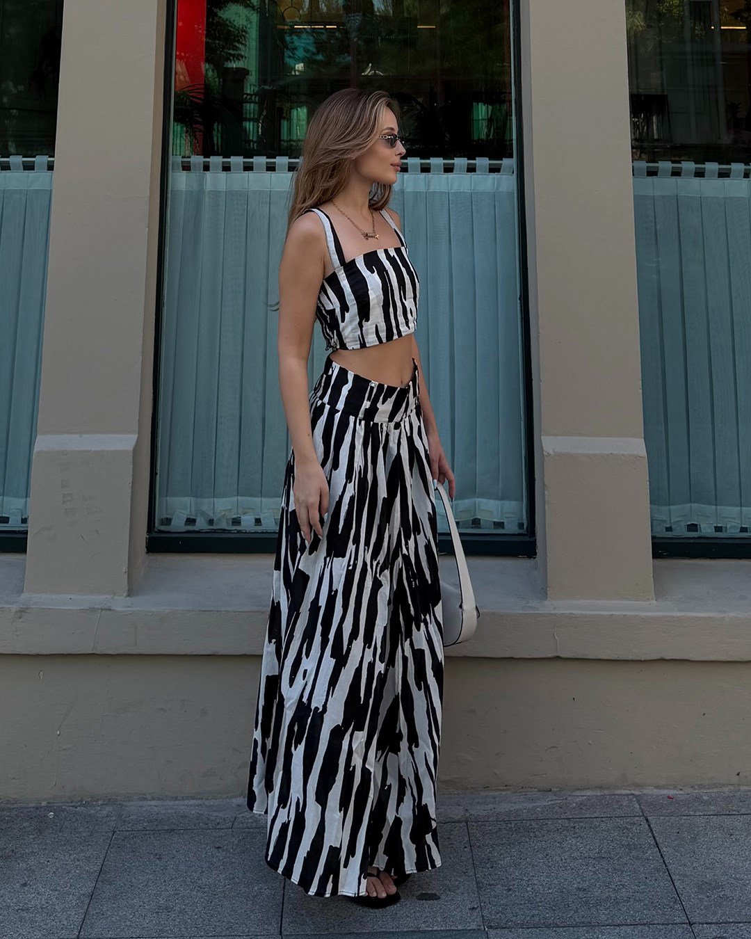 Zebra Desenli Crop Etek Takım