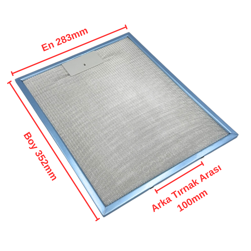 283mm Boy 352mm Arka Tırnak Arası 100mm Aspratör Filtresi 28,3cm*35,2cm/K7010 İnox Davlumbaz Aspiratör Filtresi