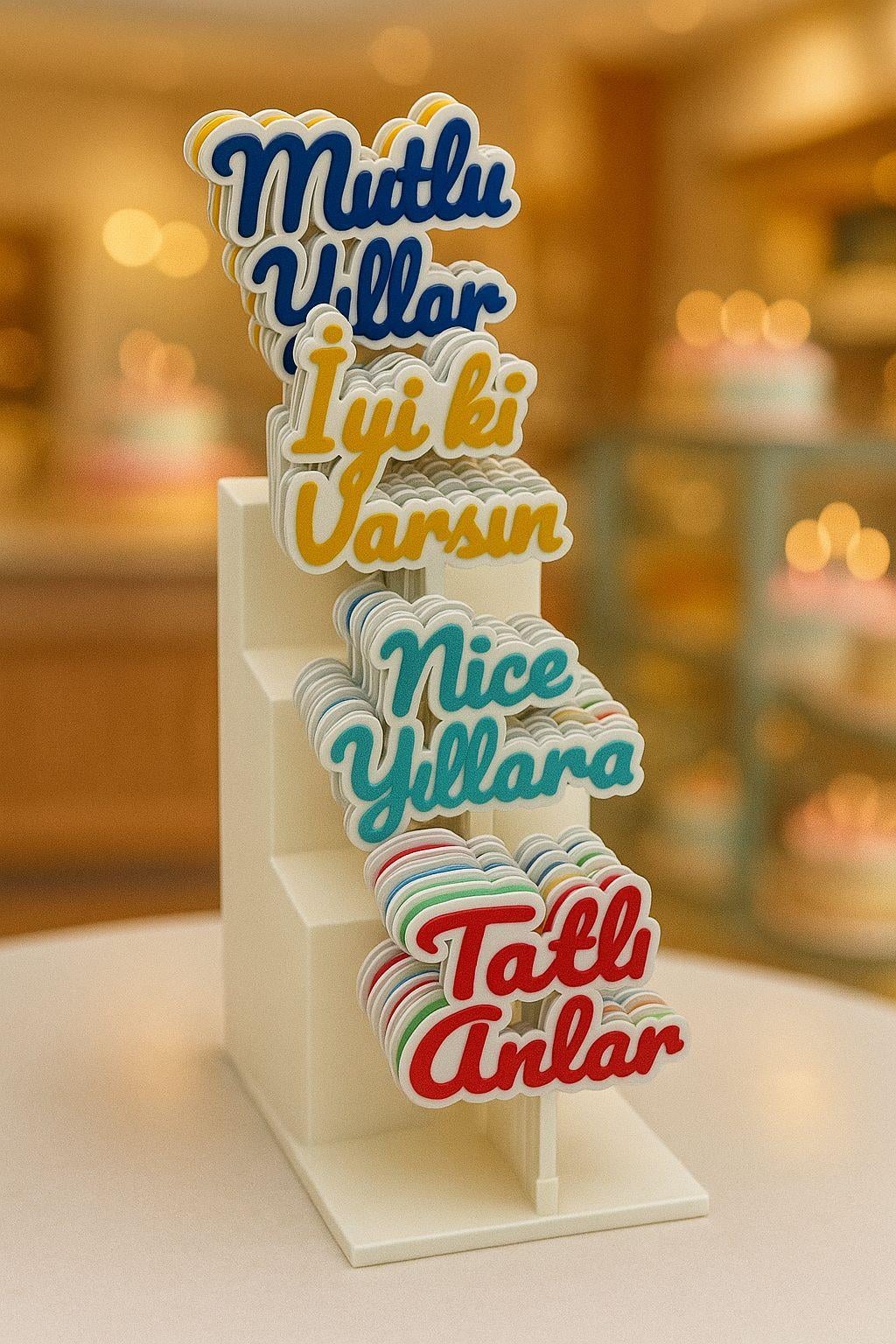3D Kutlama Temalı Pasta Süsü Seti 🎂 | Mutlu Yıllar, İyi ki Varsın, Tatlı Anlar