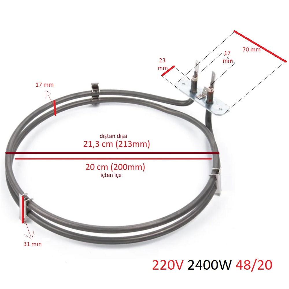 Arçelik Uyumlu 1411TO 4770SPE 9310E 9310YDG Turbo Fırın Rezistansı 2400 W - 462900010
