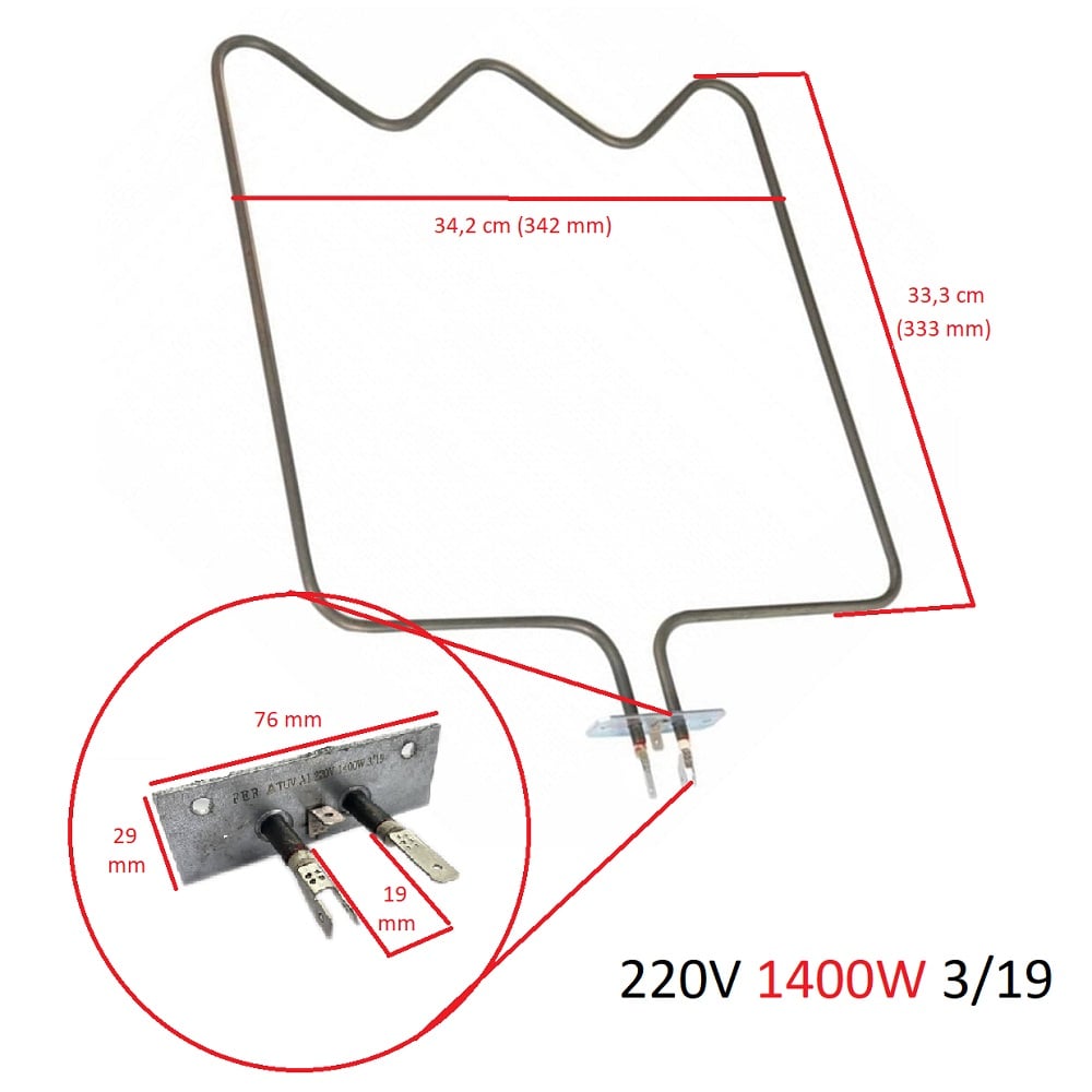 Arçelik Uyumlu ARF9321T 9770NEPI 9430YDG 9686DI Alt Fırın Rezistansı 1400W - 262900002