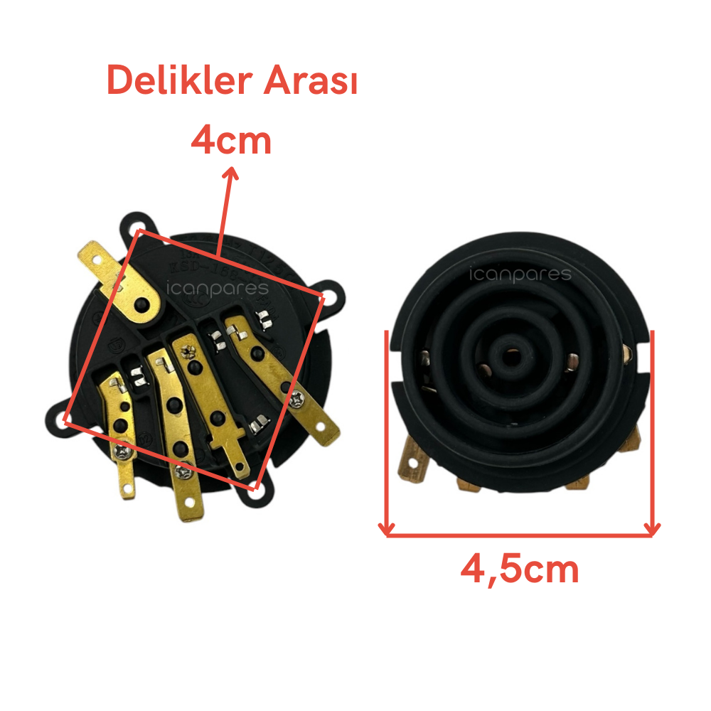 Bir Çok Marka İle Uyumlu Çaycı ve Kettle Termostat ve Konnektör Seti KSD-168-5 H, 4 Delikli