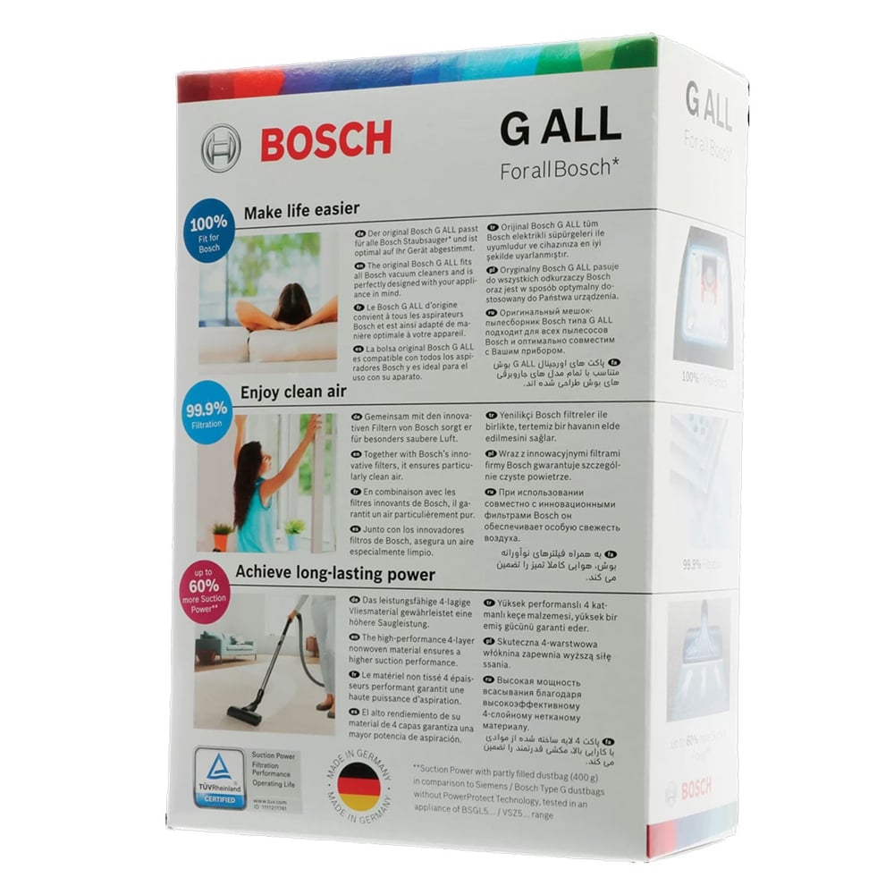 Bosch GL BBS BSA BSGLSphera Typ G 3A330C Elektrikli Süpürge Orijinal G ALL Kutulu 4 Adet Toz Torbası
