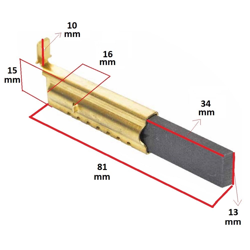 Ceset Metal Yuvalı Çamaşır Makinesi Saclı Motor Kömürü (13.5x5x40)