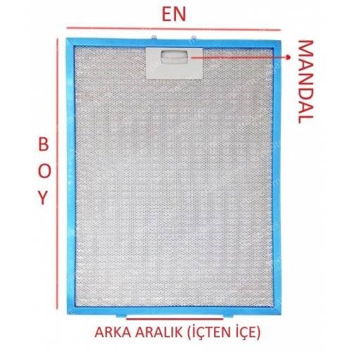 En 130mm Boy 475mm Arka Tırnak Arası 45mm Aspiratör Metal Yağ Filtresi 13*47,5cm