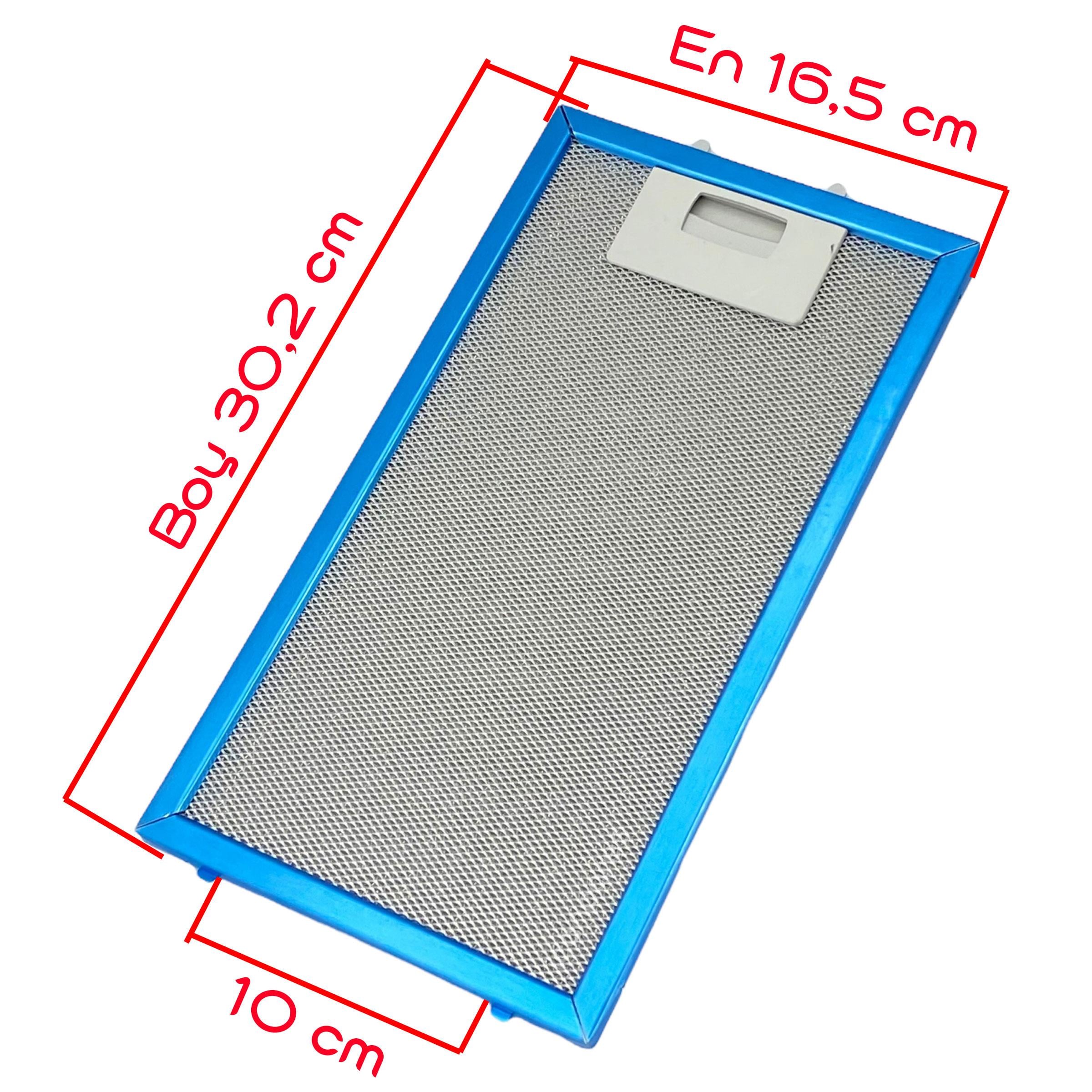 EN 16,5 cm BOY 30,0 cm - Arka Tırnak 10,0 cm Aspiratör Davlumbaz Metal Yağ Filtresi