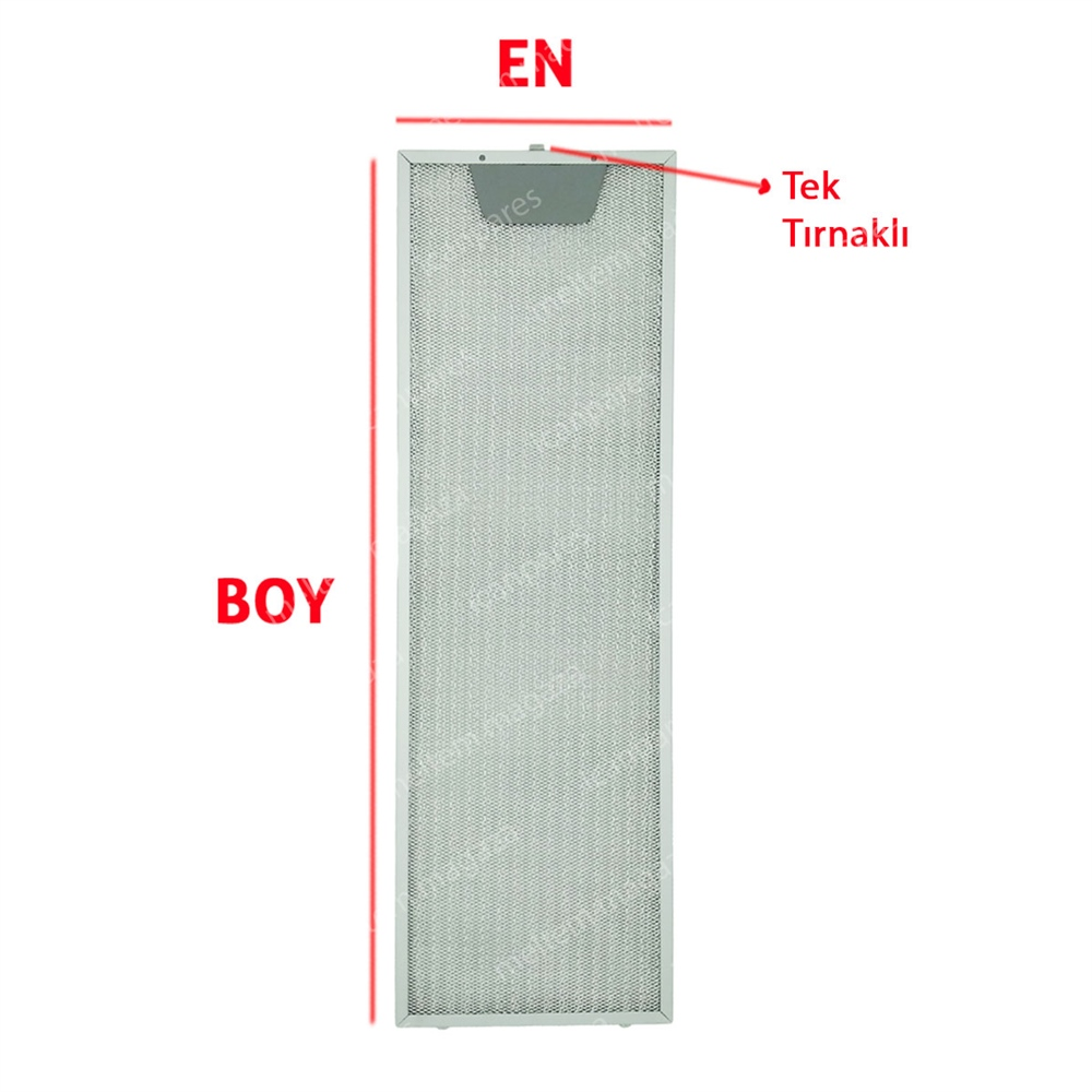 EN 18,6 cm BOY 51,5 cm - TEK TIRNAKLI Aspiratör Davlumbaz Metal Yağ Filtresi