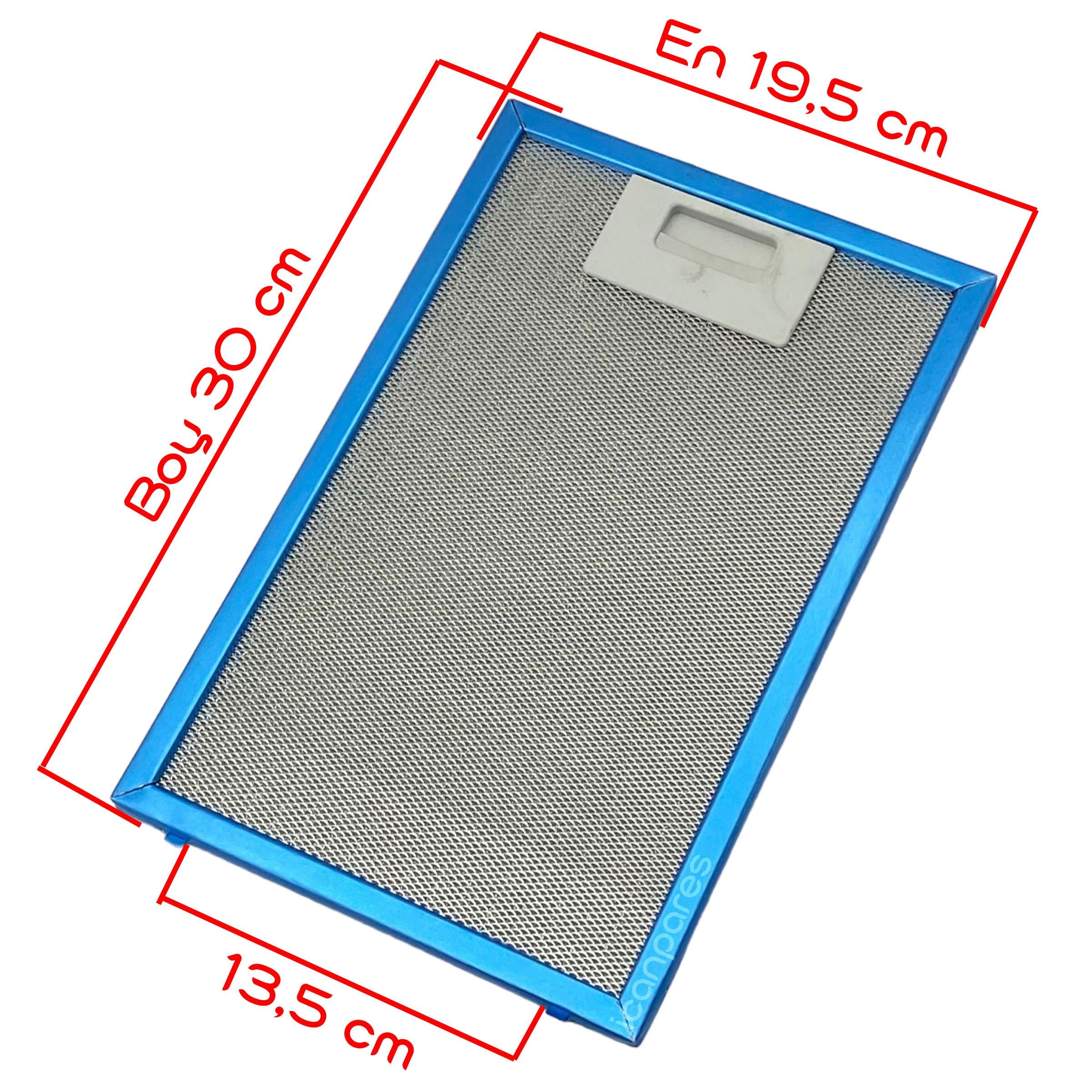 EN 19,5 cm BOY 30,0 cm - Arka Tırnak 13,5 cm Aspiratör Davlumbaz Metal Yağ Filtresi