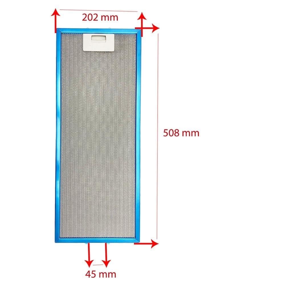 EN 20,2 cm BOY 50,8 cm - Arka Tırnak 4,5 cm Aspiratör Davlumbaz Metal Yağ Filtresi