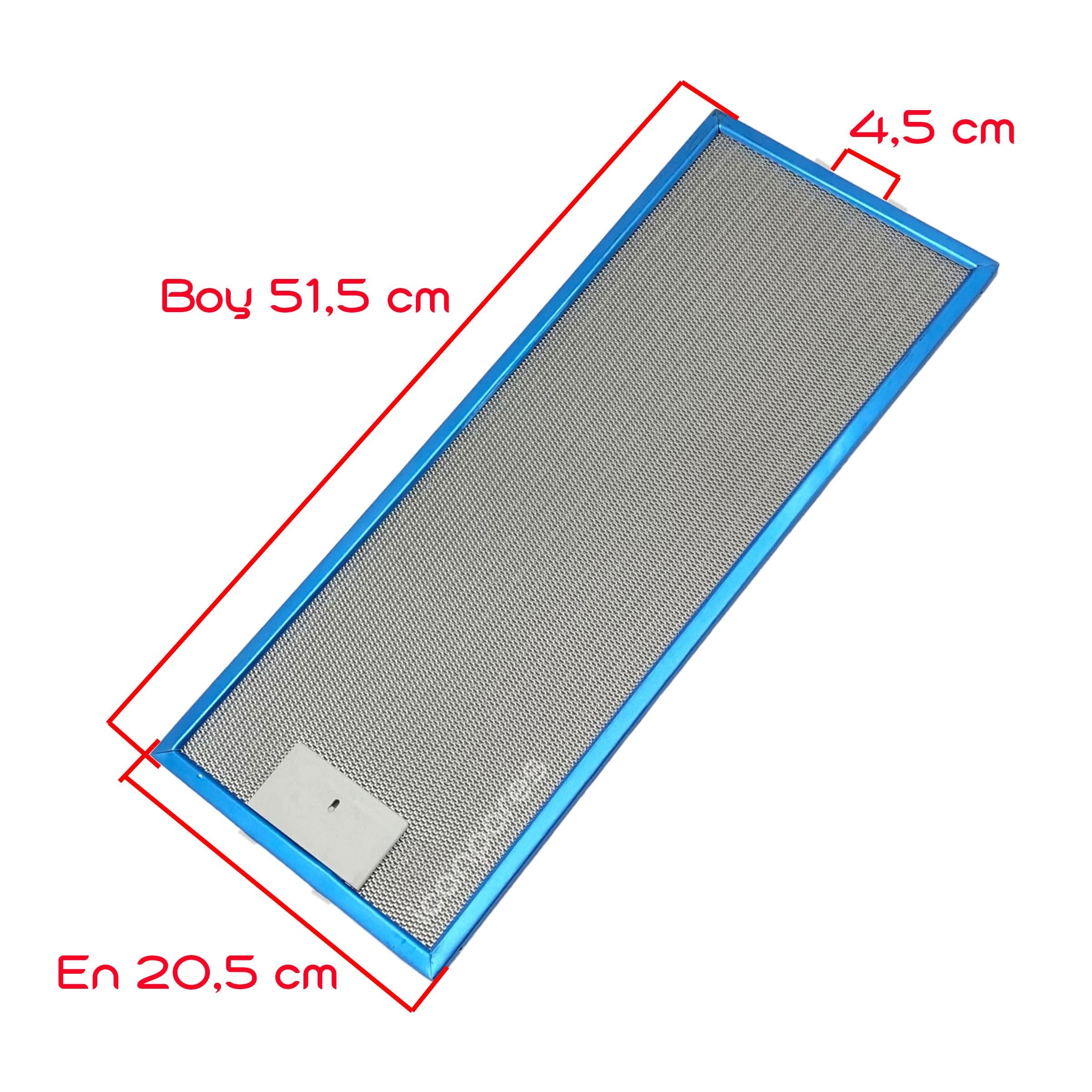 EN 20,5 cm BOY 51,5 cm - Arka Tırnak 4,5 cm Aspiratör Davlumbaz Metal Yağ Filtresi