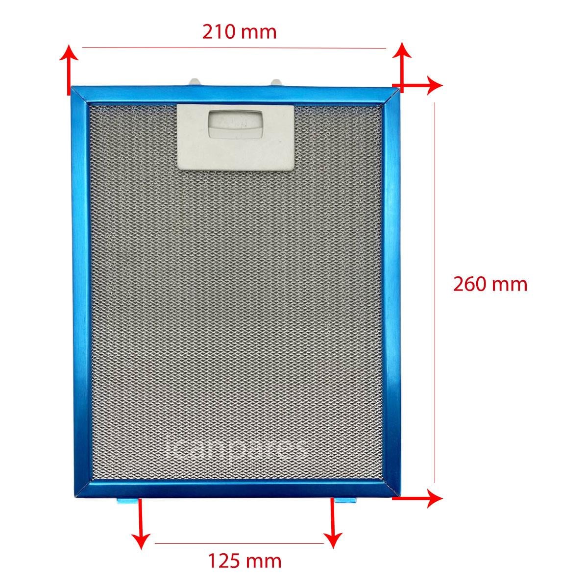 EN 21 cm BOY 26 cm - Arka Tırnak 12,5 cm Aspiratör Davlumbaz Metal Yağ Filtresi