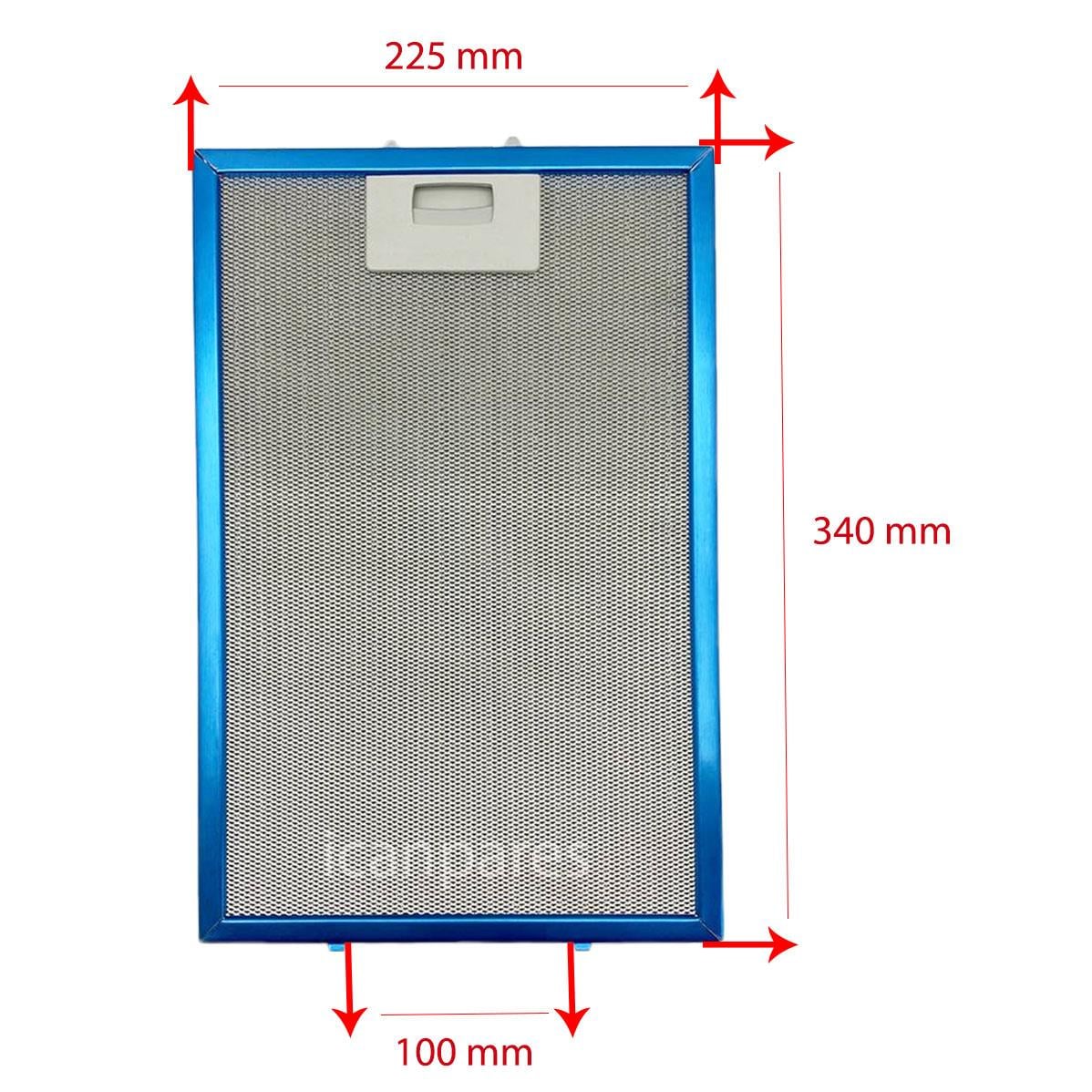 EN 22,5 cm BOY 34 cm - Arka Tırnak 10 cm Aspiratör Davlumbaz Metal Yağ Filtresi