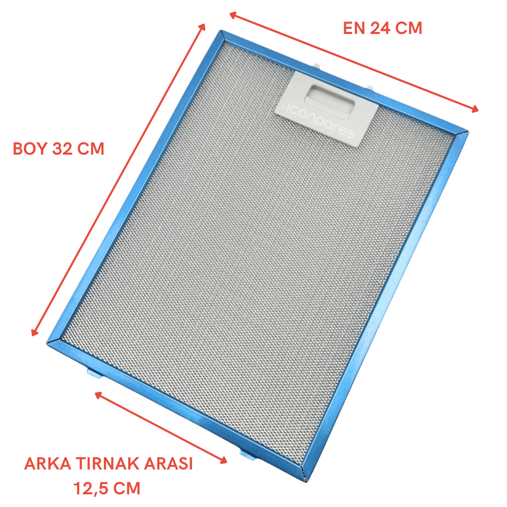 En 240mm Boy 320mm Arka Tırnak Arası 125mm Aspiratör Metal Yağ Filtresi 24cm*32cm