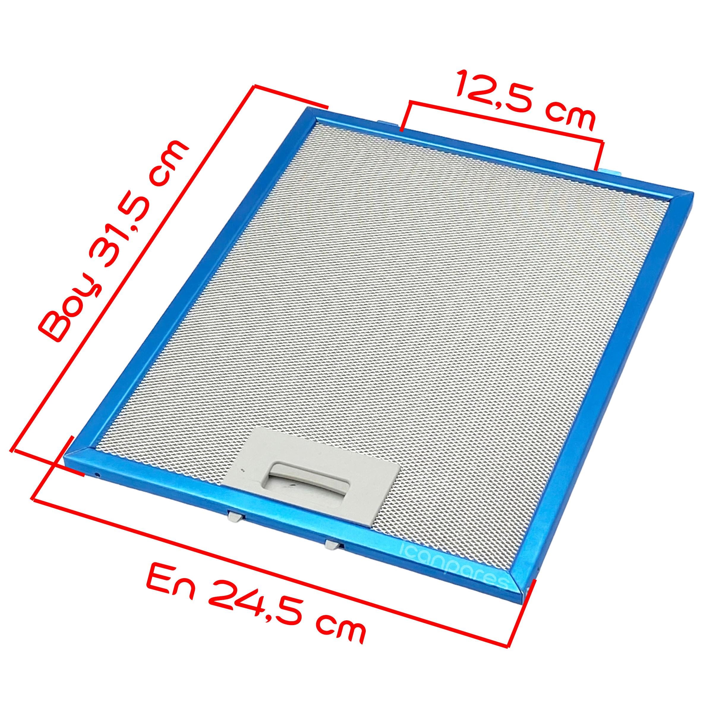 EN 24,5 cm BOY 32,0 cm - Arka Tırnak 12,5 cm Aspiratör Davlumbaz Metal Yağ Filtresi