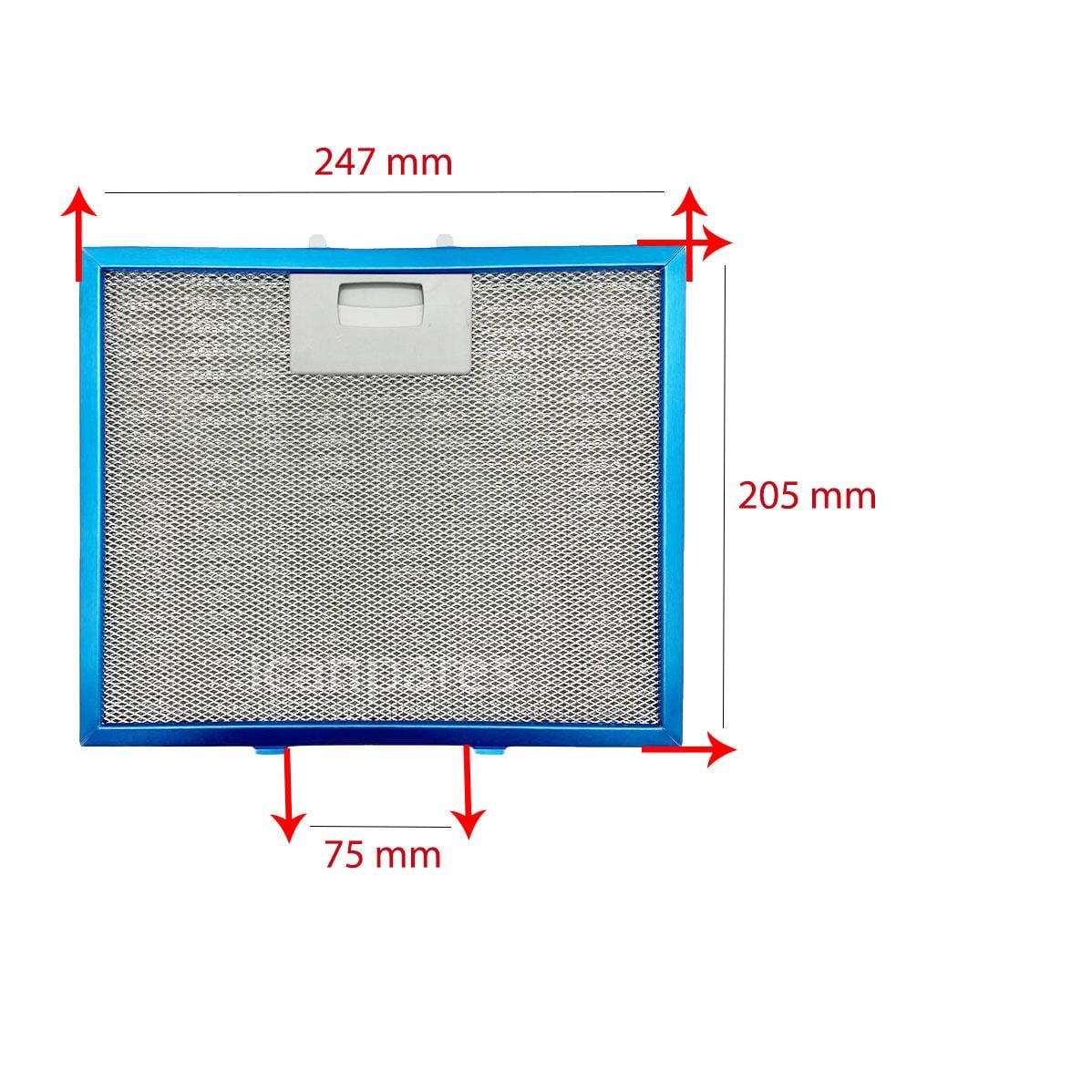 EN 24,7 cm BOY 20,5 cm - Arka Tırnak 7,5 cm Aspiratör Davlumbaz Metal Yağ Filtresi