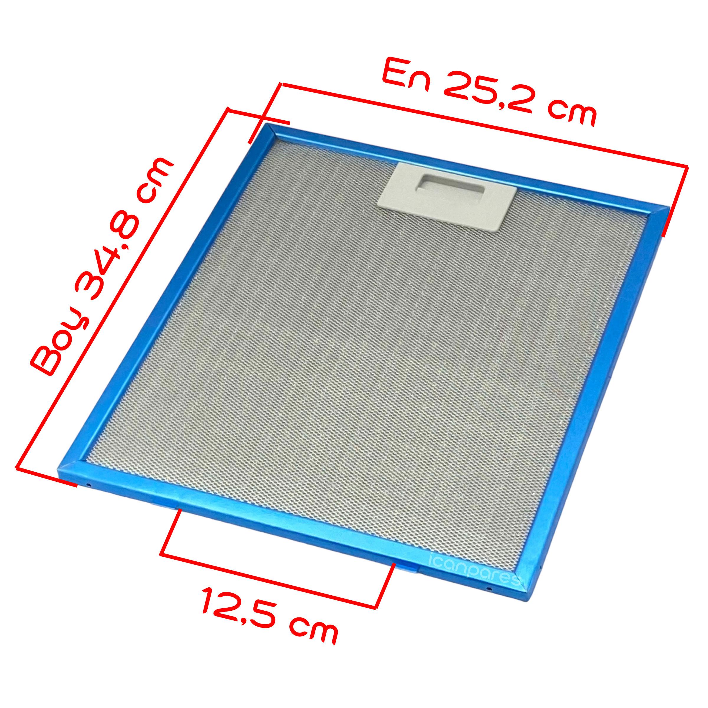 EN 25,2 cm BOY 34,8 cm - Arka Tırnak 12,5 cm Aspiratör Davlumbaz Metal Yağ Filtresi