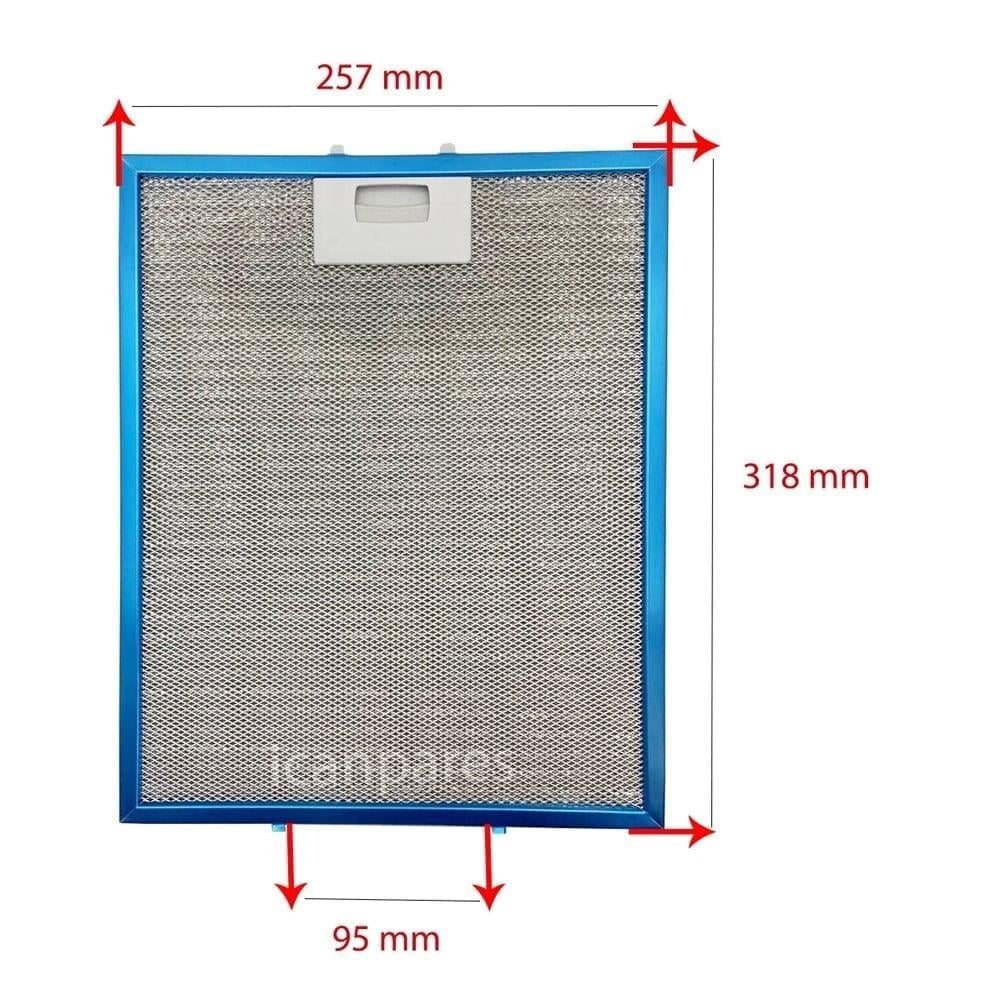 EN 25,7 cm BOY 31,8 cm - Arka Tırnak 9,5 cm Aspiratör Davlumbaz Metal Yağ Filtresi