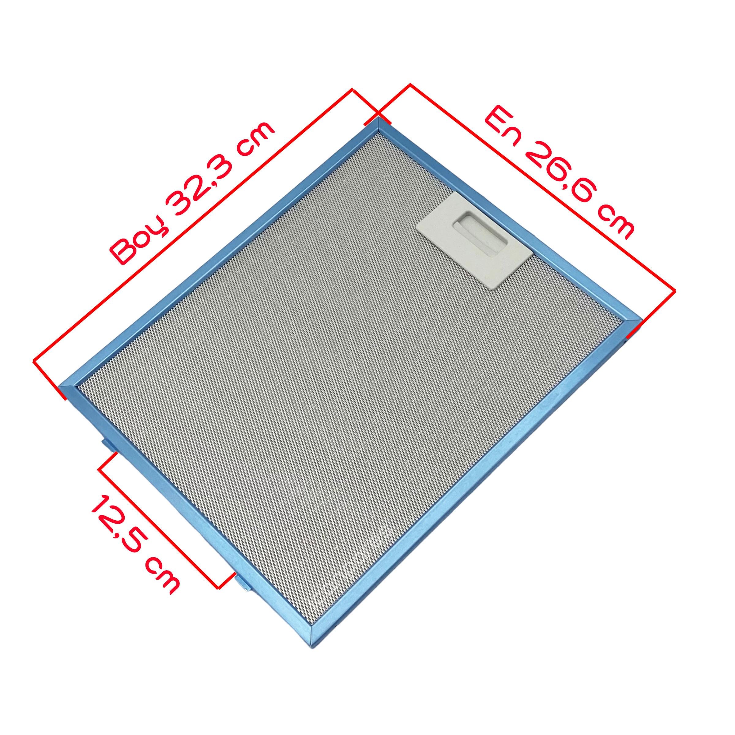 EN 26,6 cm BOY 32,3 cm - Arka Tırnak 12,5 cm Aspiratör Davlumbaz Metal Yağ Filtresi