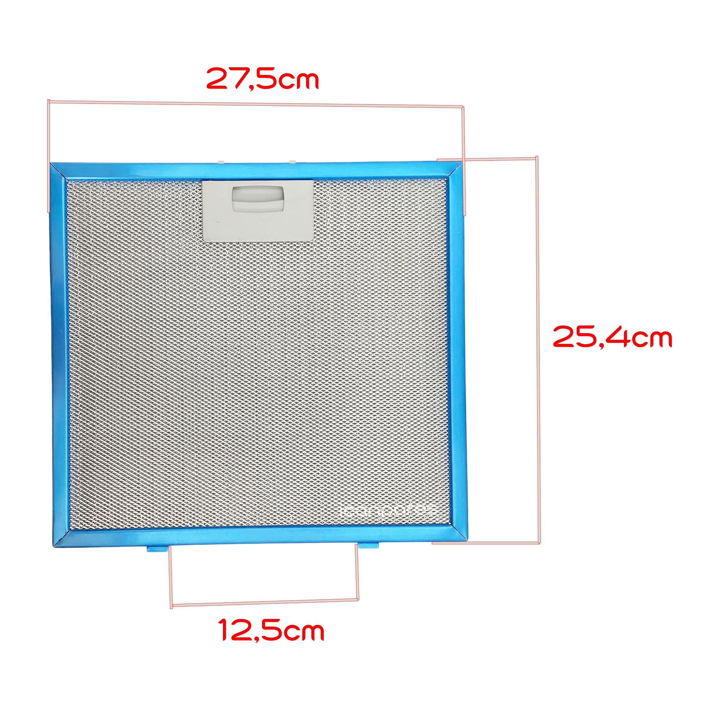 EN 27,5 cm BOY 25,4 cm - Arka Tırnak 12,5 cm Aspiratör Davlumbaz Metal Yağ Filtresi